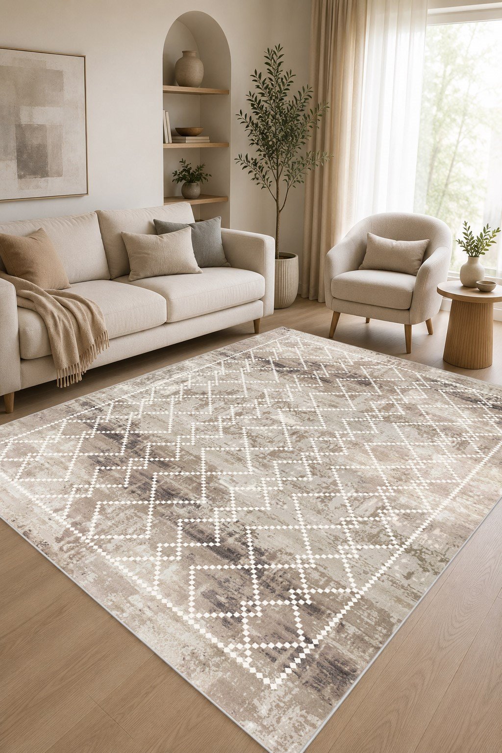 Kilim Desen Dekoratif Kaymaz Taban Yıkanabilir Dijital Baskılı Salon Halısı