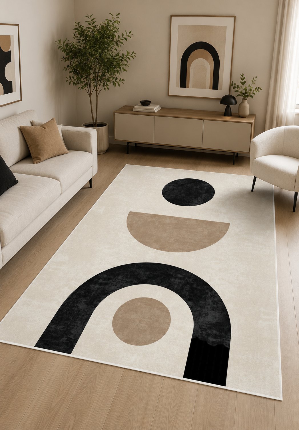 Modern Desen Baskılı Kaymaz Yıkanabilir Salon Oturma Odası Mutfak Balkon Halısı Yolluk
