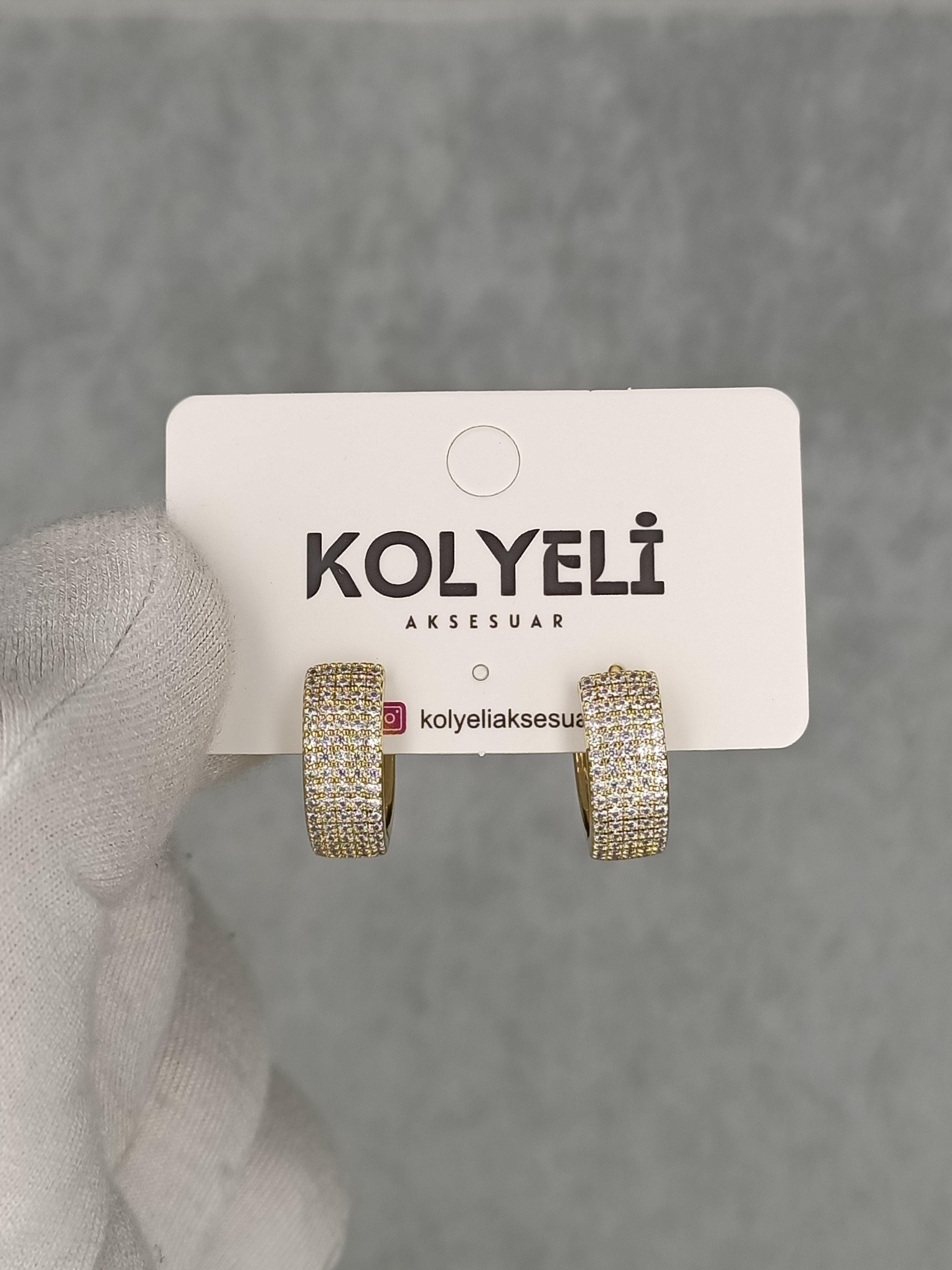 Kolyeli küpe (14 ayar altın rengi)