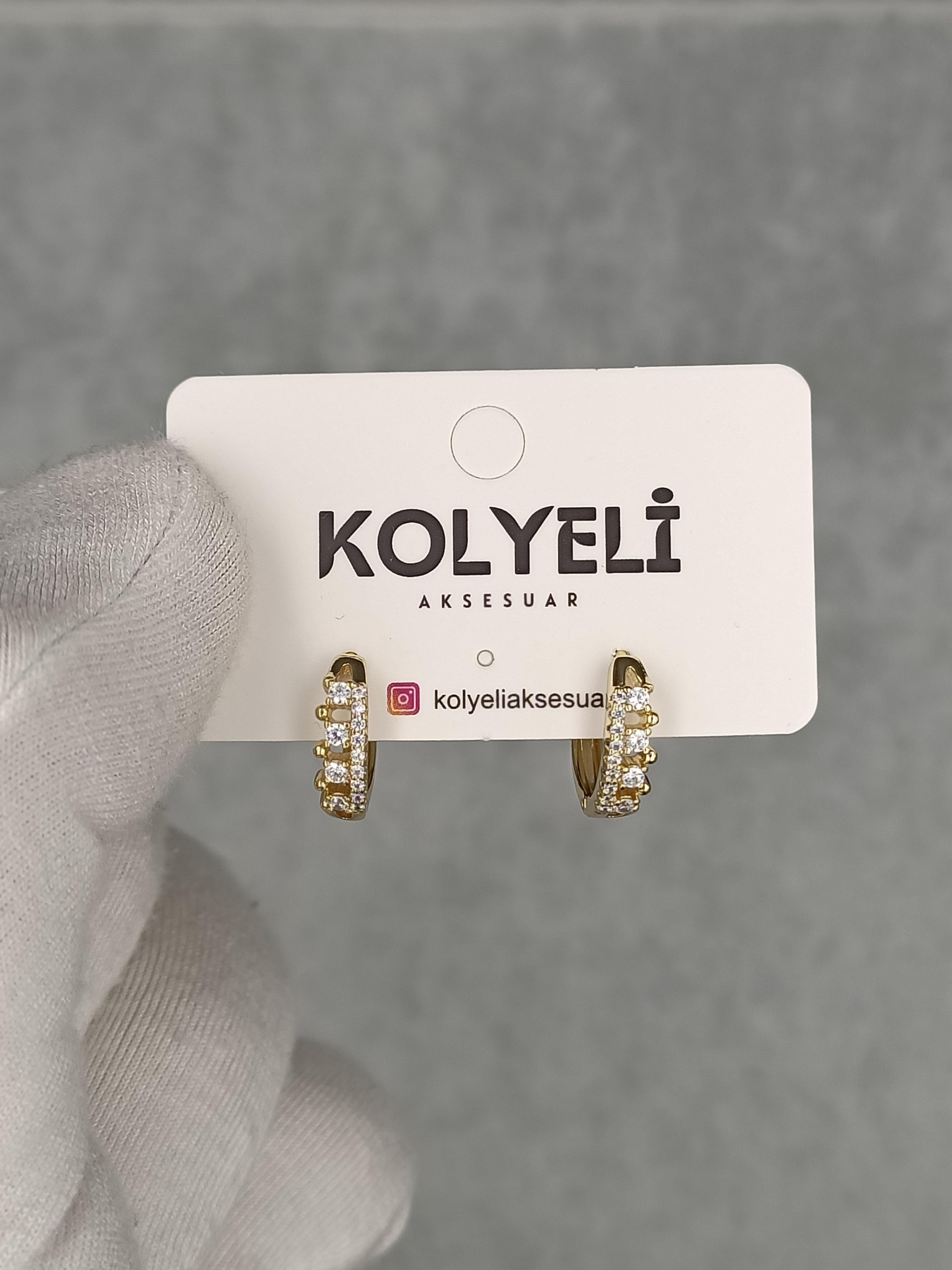 Kolyeli new22 küpe (14 ayar altın rengi)