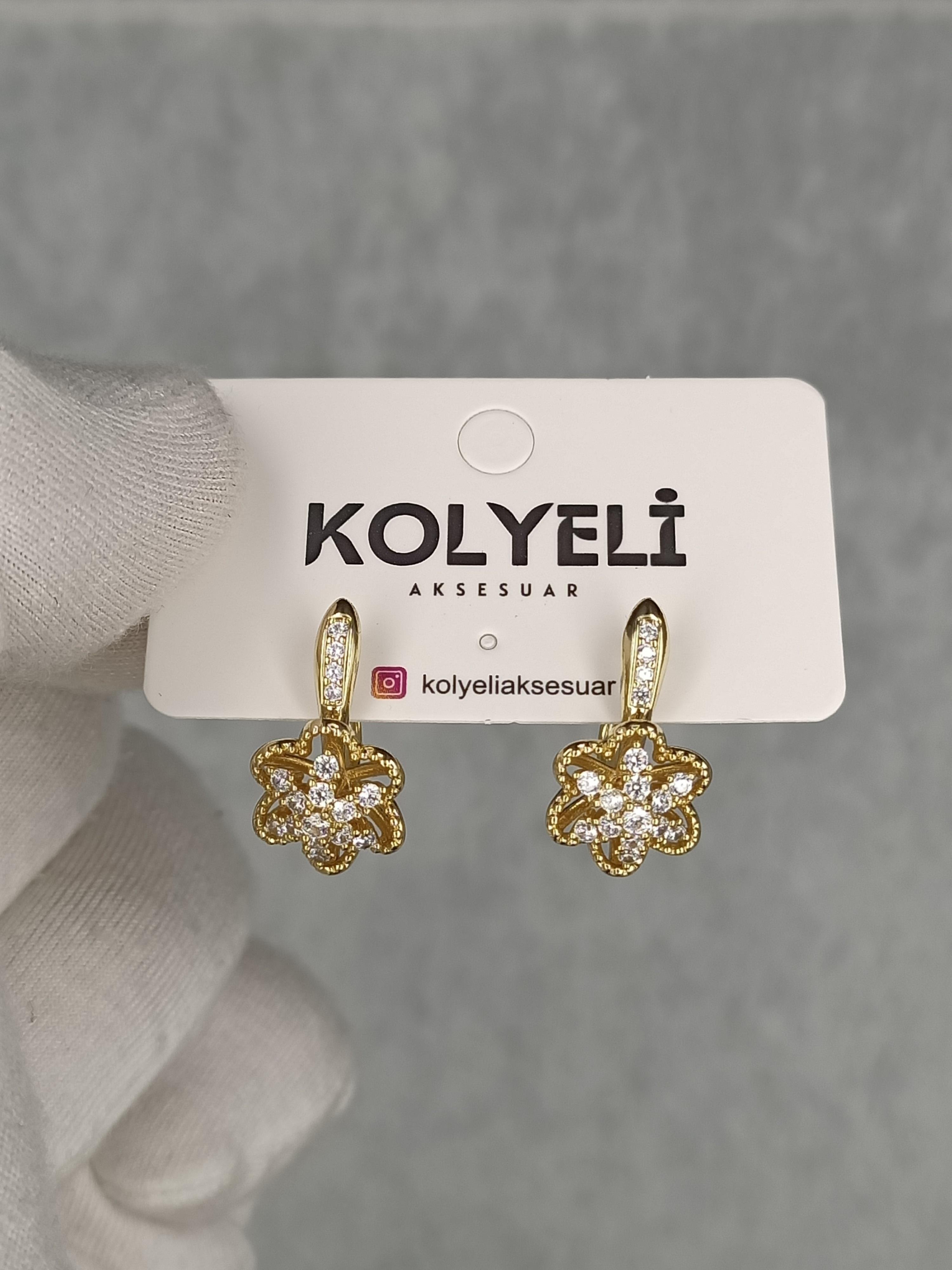 Kolyeli new31 küpe (14 ayar altın rengi)
