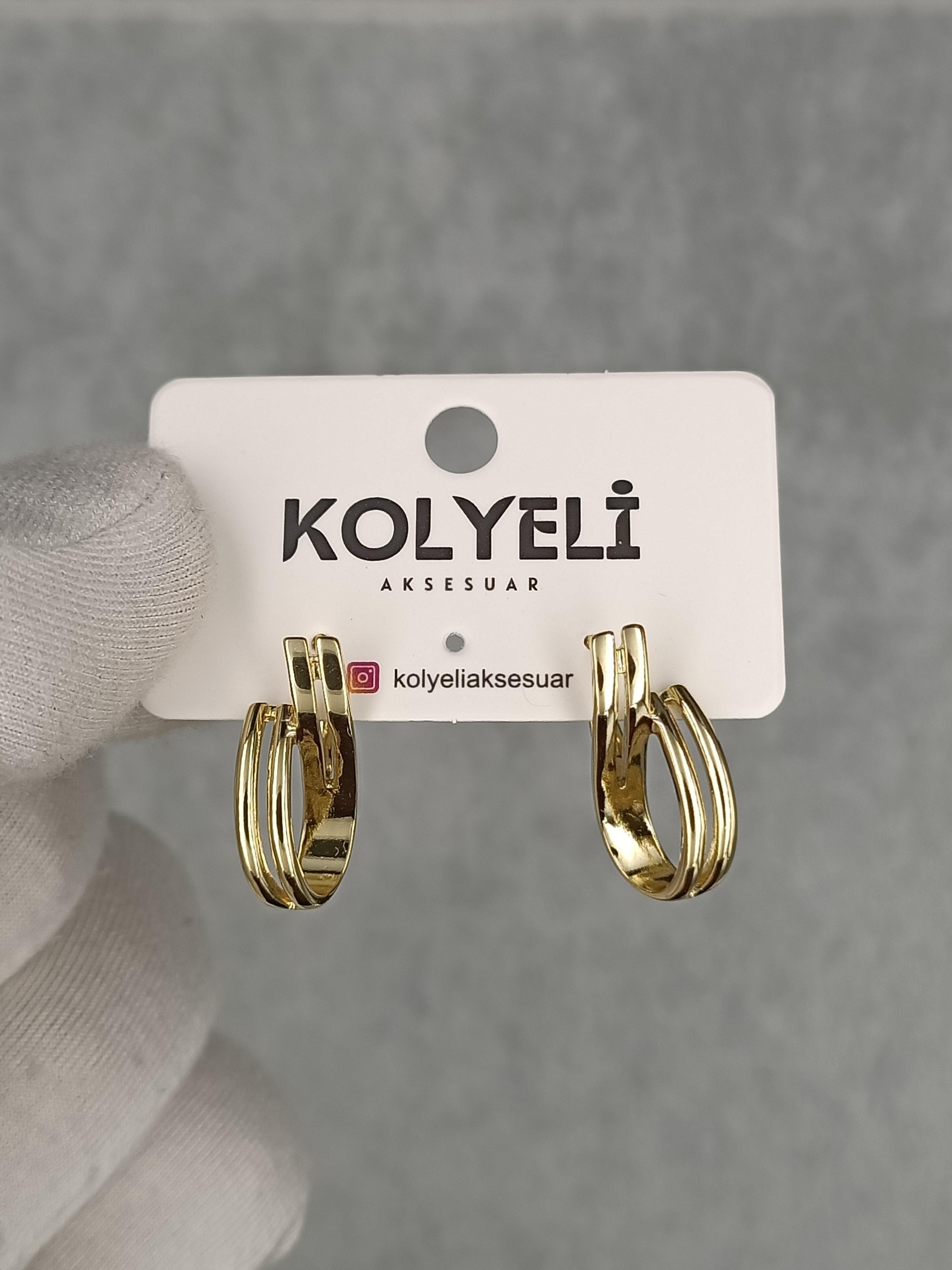 Kolyeli new4 küpe (14 ayar altın rengi)