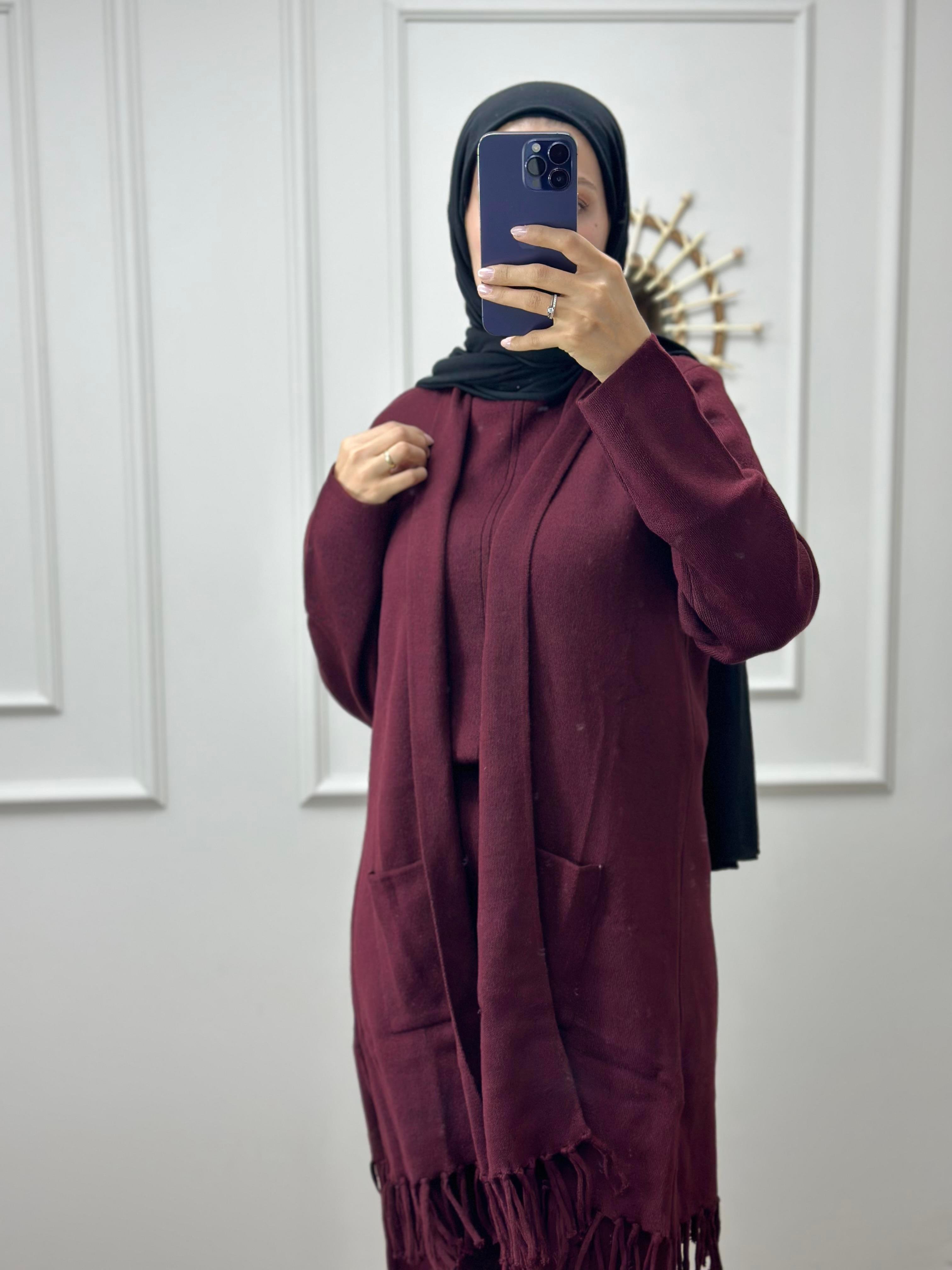 Bordo Üçlü Triko Takım