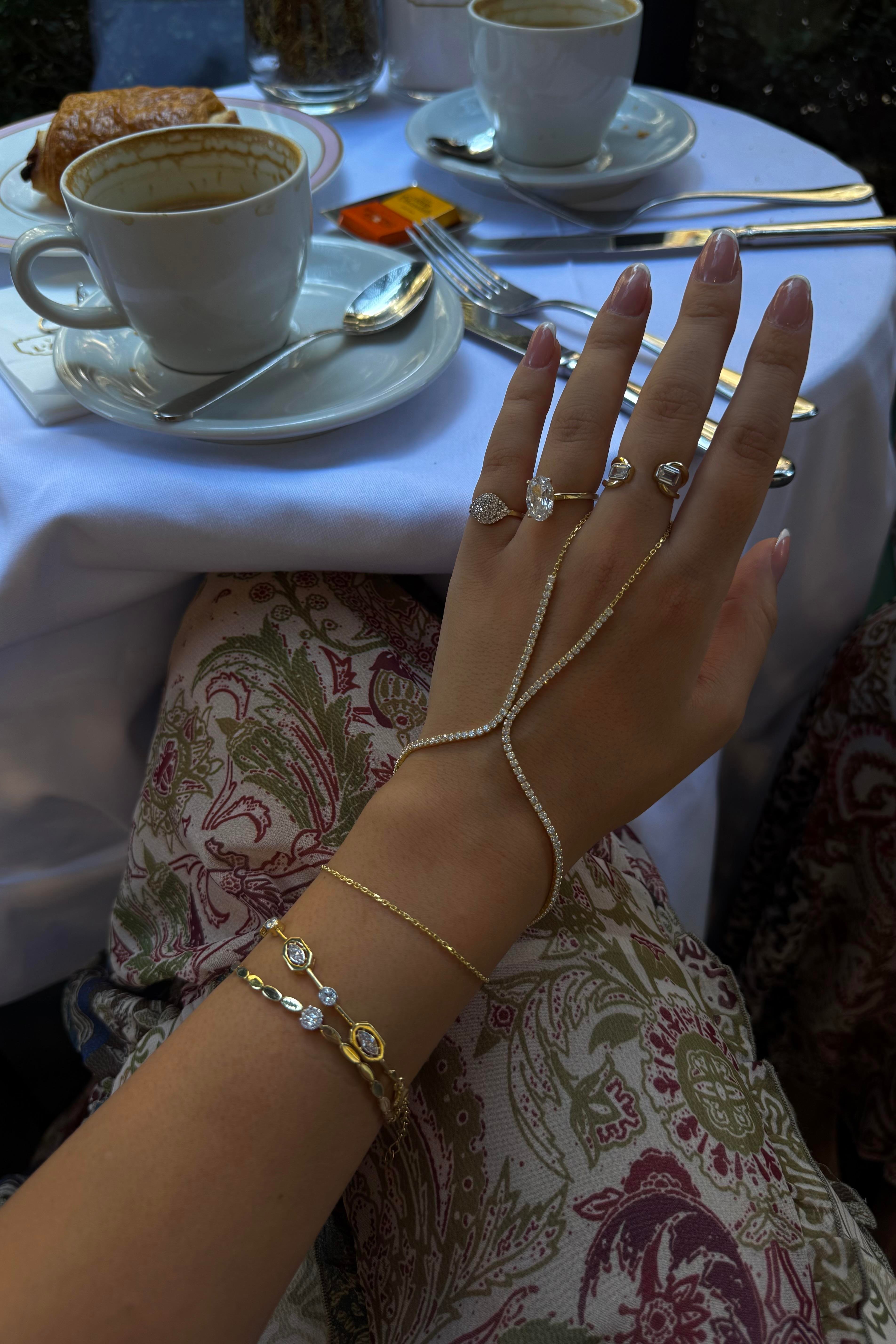 925 GÜMÜŞ/  KALIN SU YOLU GOLD TAŞLI ŞAHMERAN