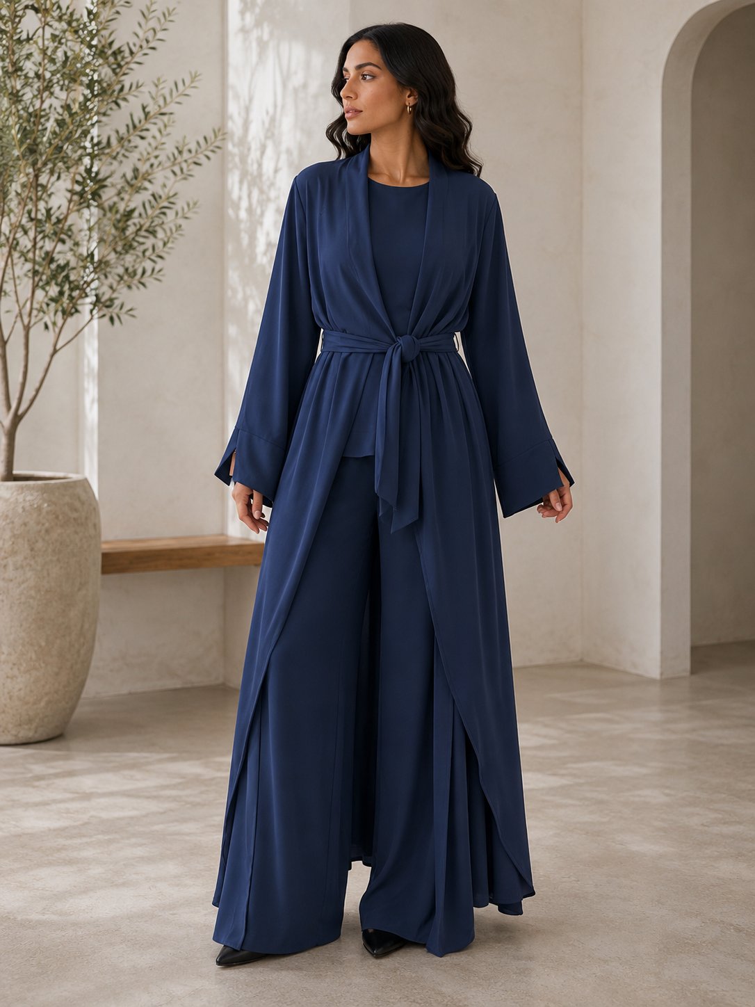Kuşaklı Kimono Üçlü Takım