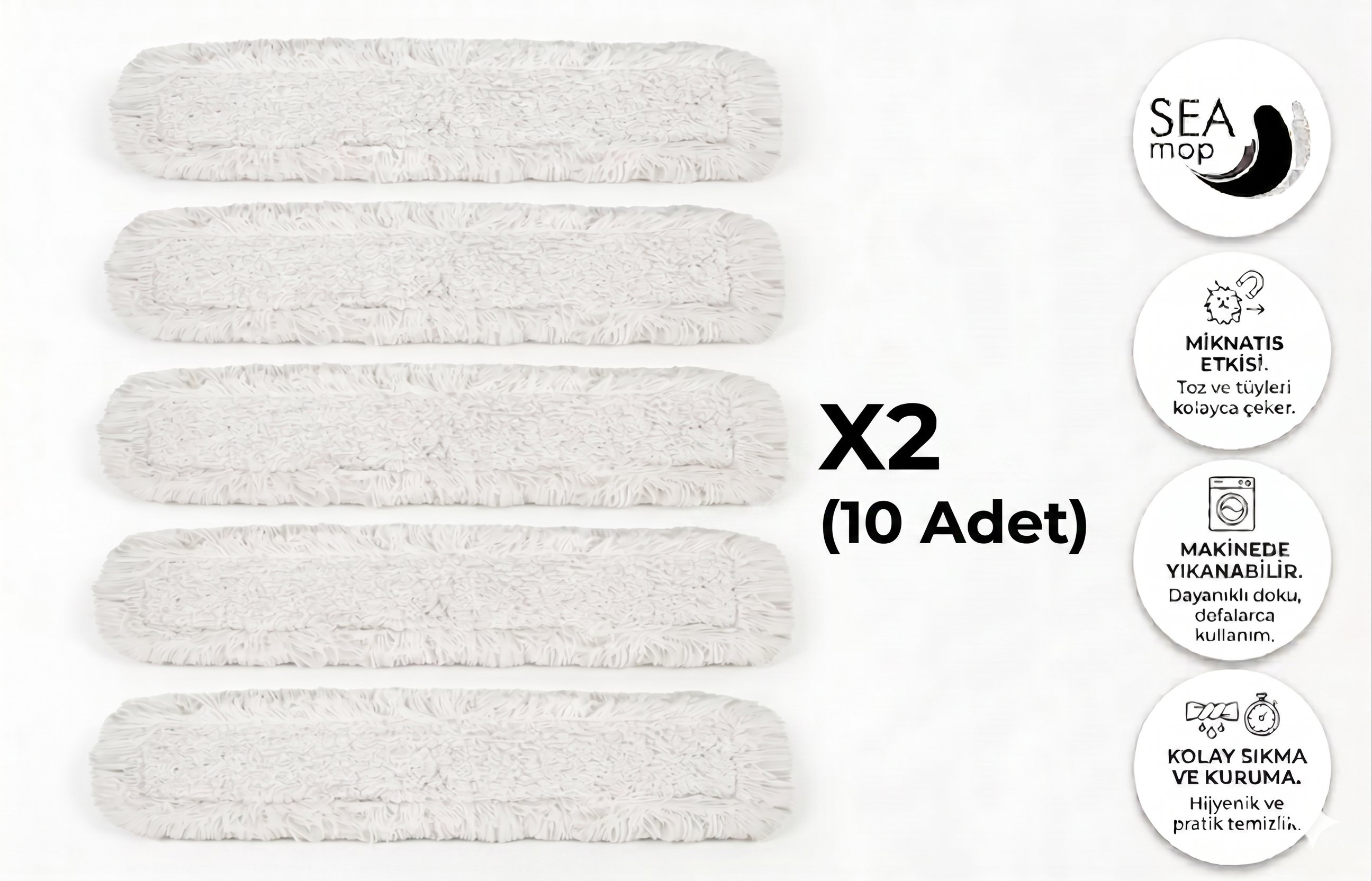 Ekstra Nemli Mop 80 Cm 10'lu