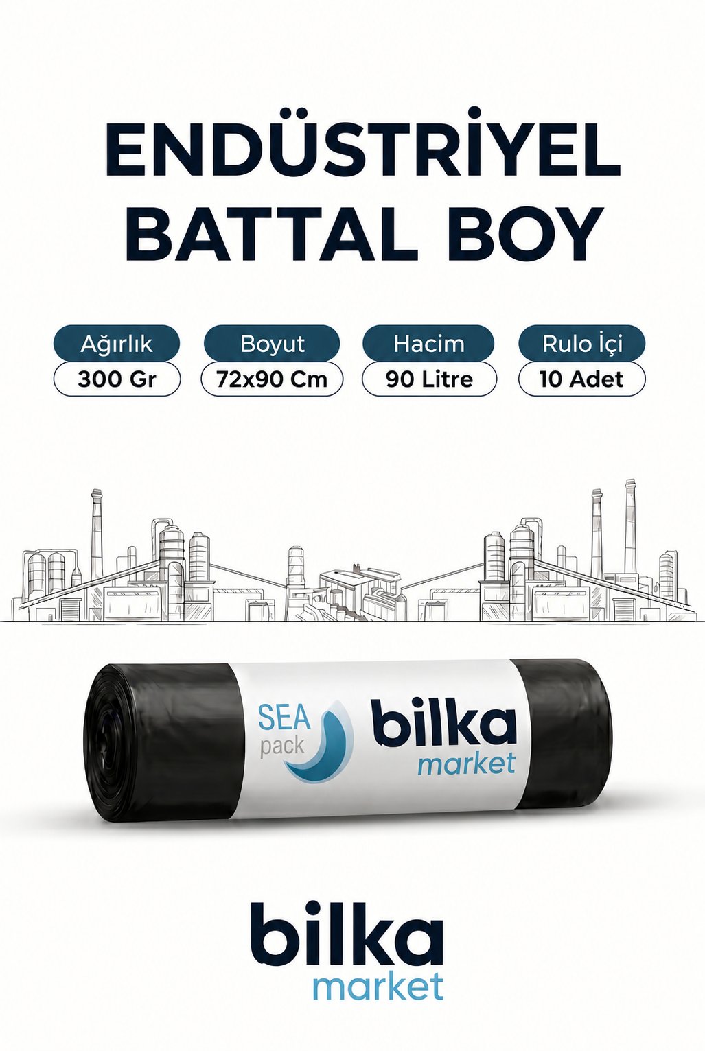 Endüstriyel Battal Boy Çöp Poşeti 72-90 Cm Siyah