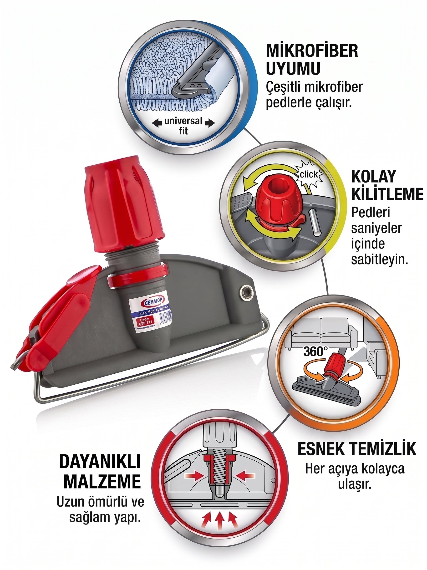 Islak Mop Tutucu Dar Plastik Tel Aparat