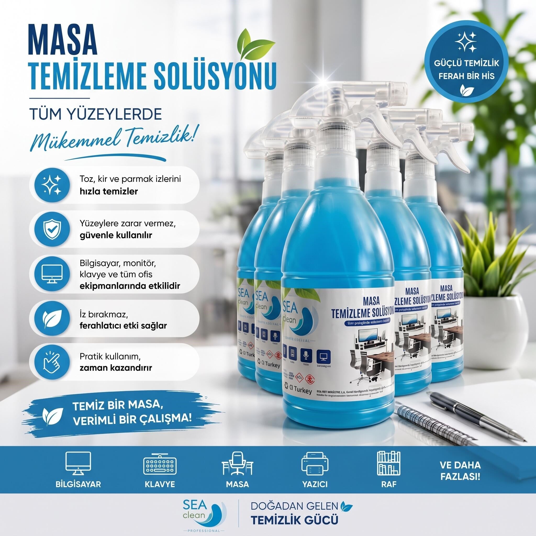 Sea Clean Masa Temizleme Solüsyonu 1 Lt 5 Adet