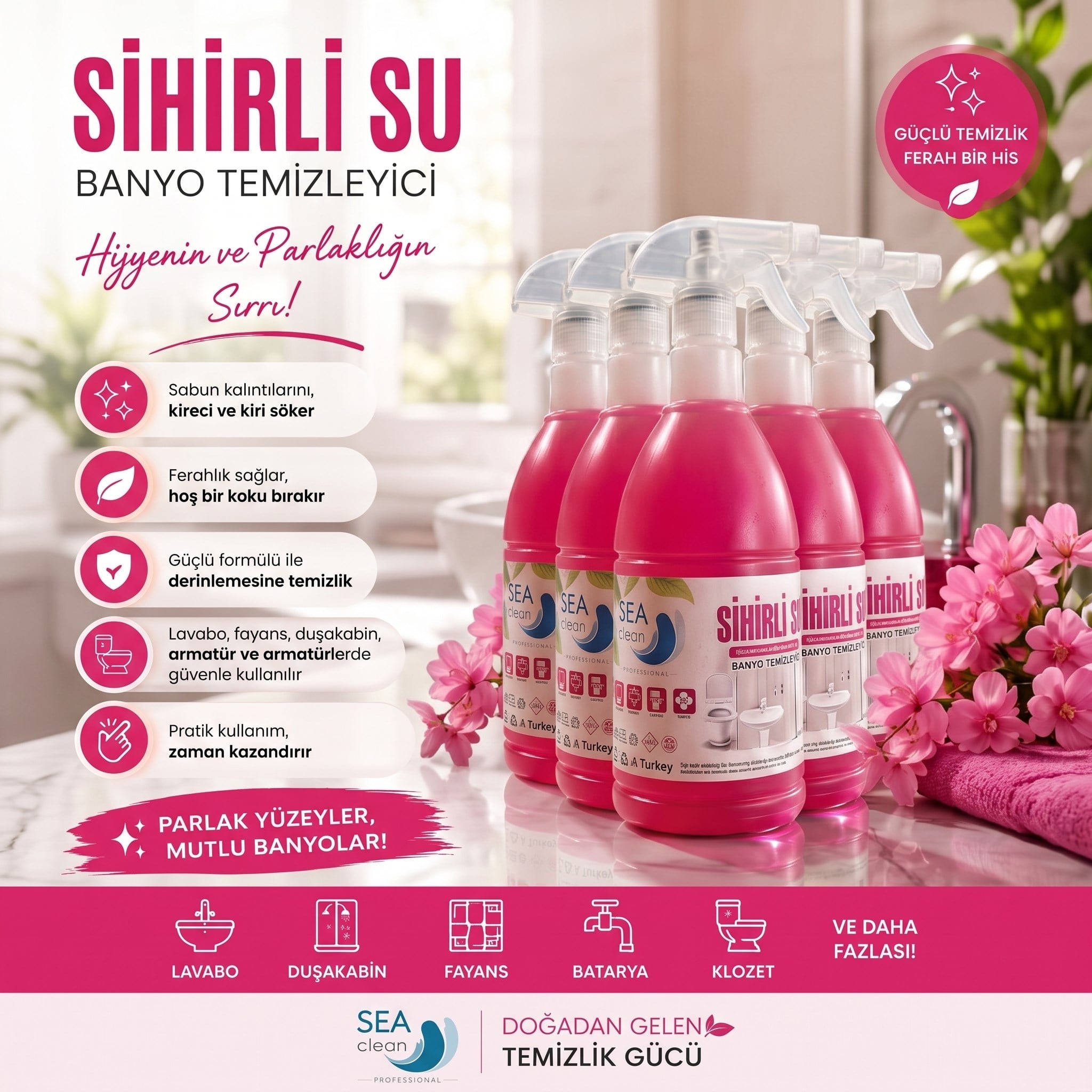 Sea Clean Sihirli Su Banyo Temizleyici 1 Lt 5 Adet
