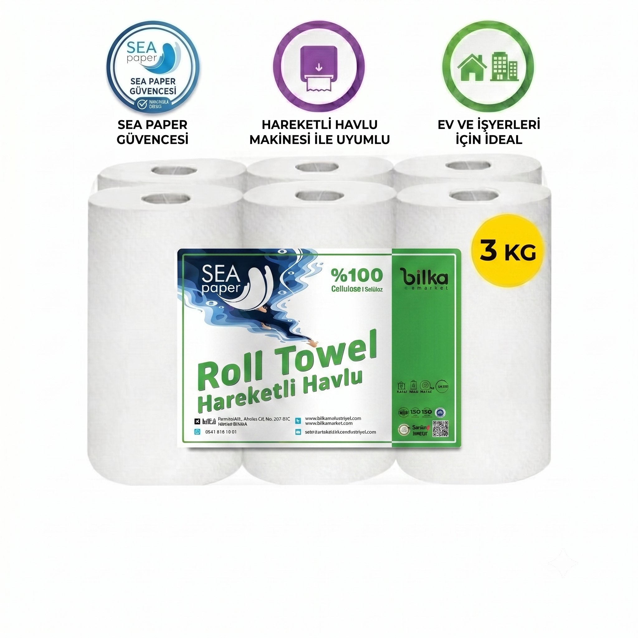 Sea Paper 3 KG Hareketli Havlu 6'lı