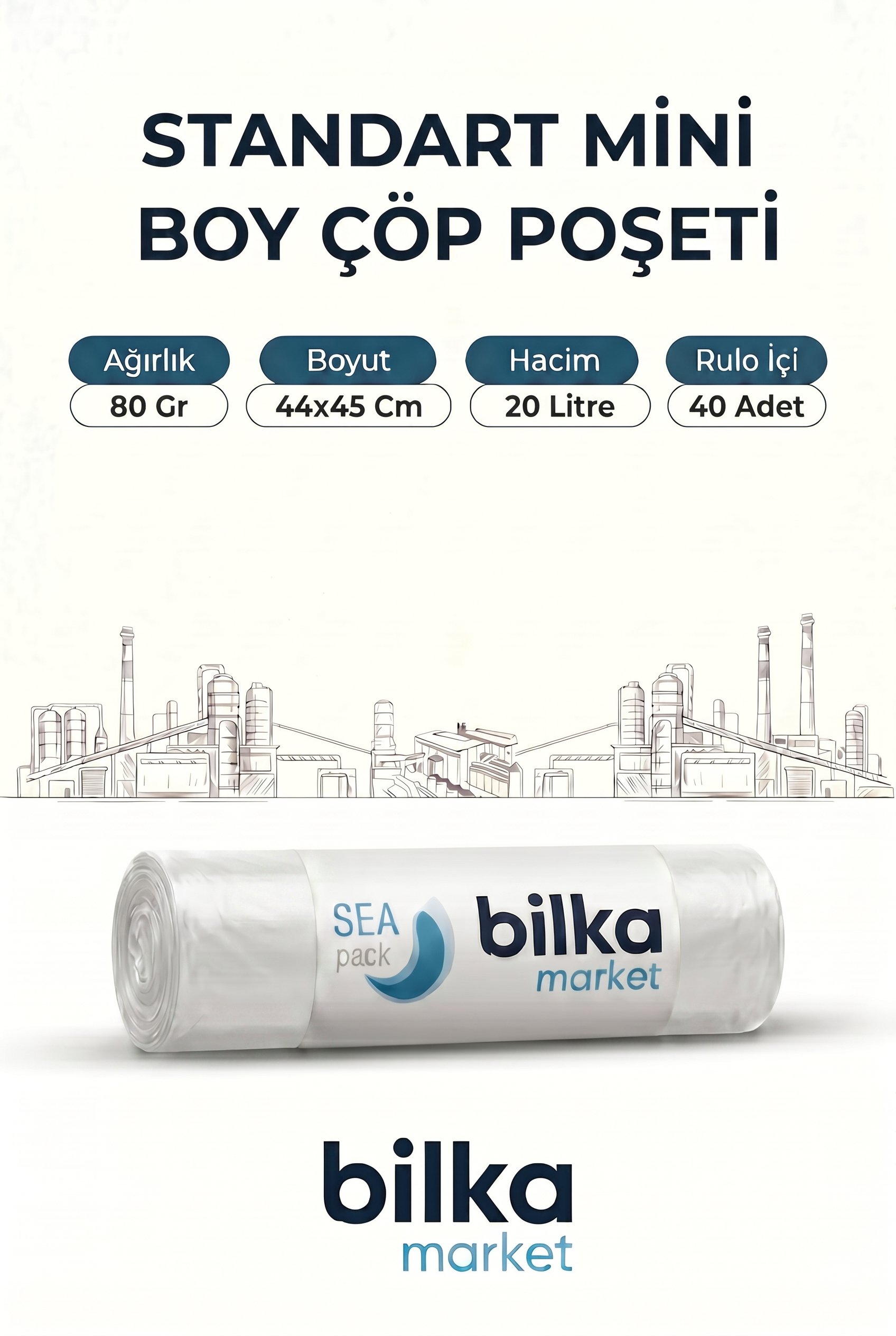 Standart Mini Boy Çöp Poşeti 44-45 Cm Beyaz