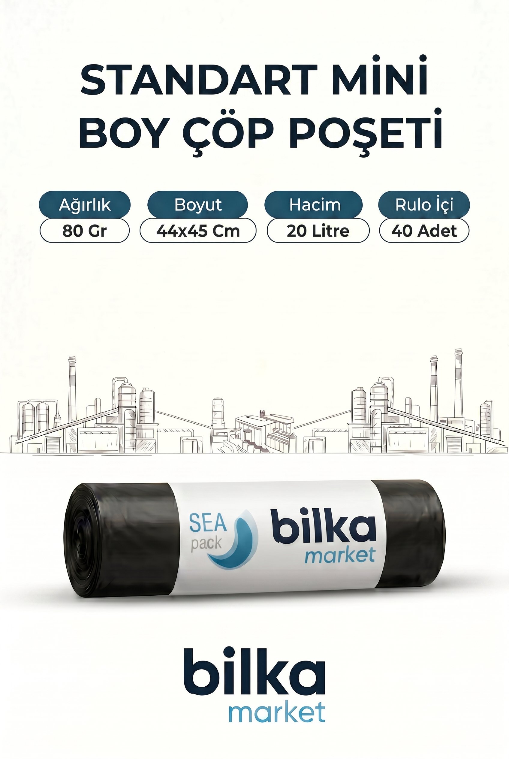 Standart Mini Boy Çöp Poşeti 44-45 Cm Siyah