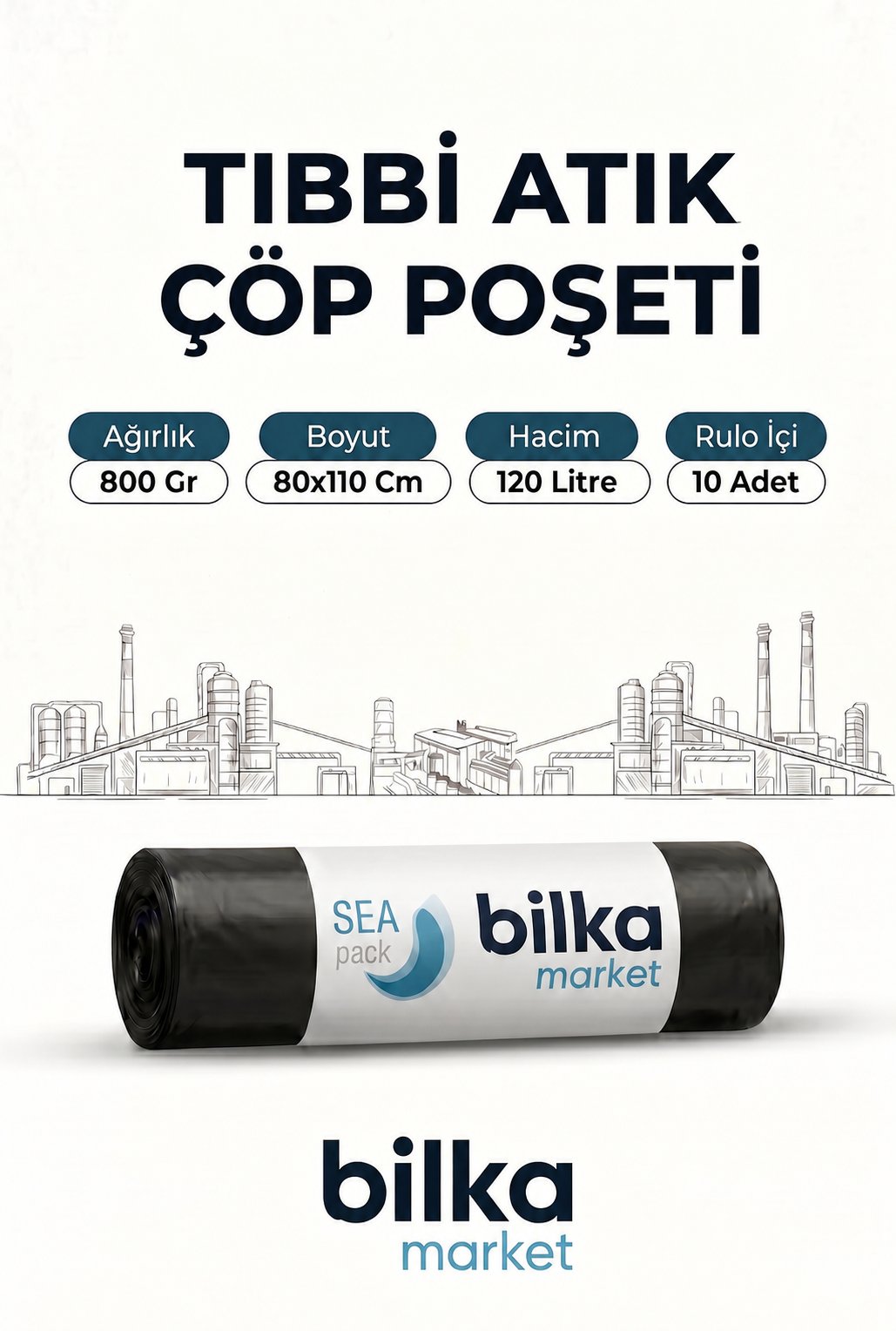 Tıbbi Atık Çöp Poşeti 80x110 Siyah