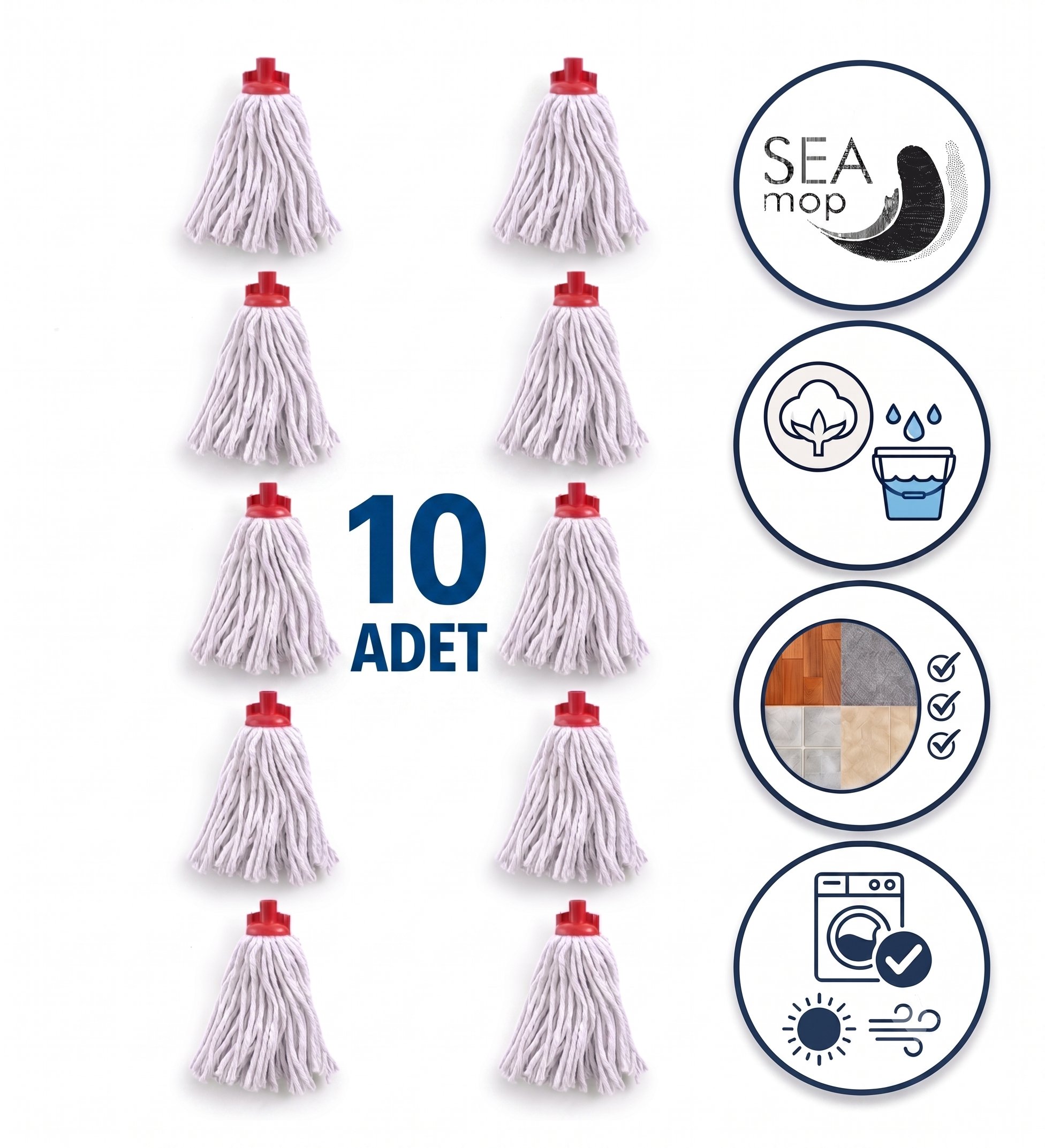 Vidalı Mop (L) Beden 10'lu