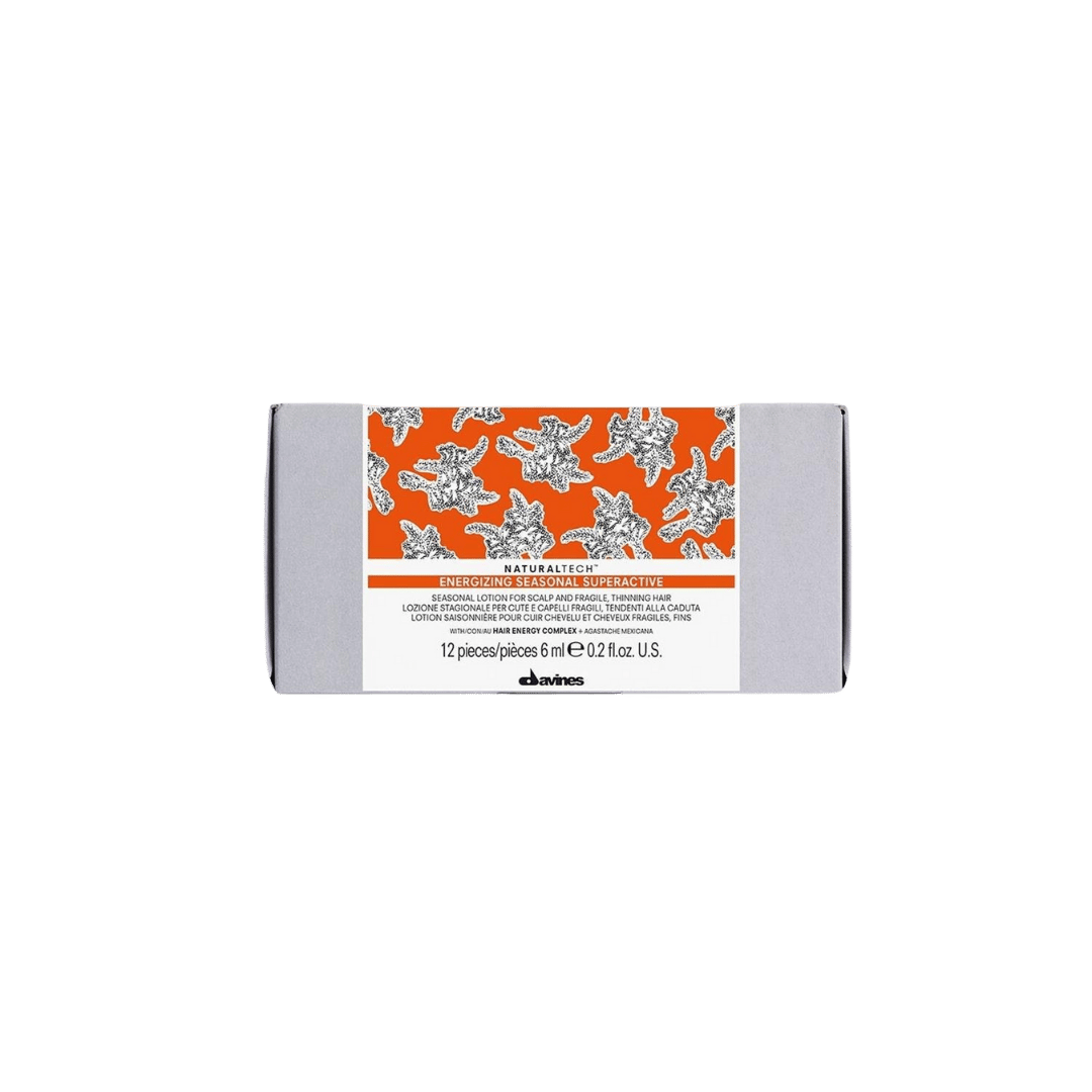 Davines Natural Tech Energizing Lotion 12x6ml, dökülme önleyici ve saç köklerini güçlendirici bitki özlü losyon.