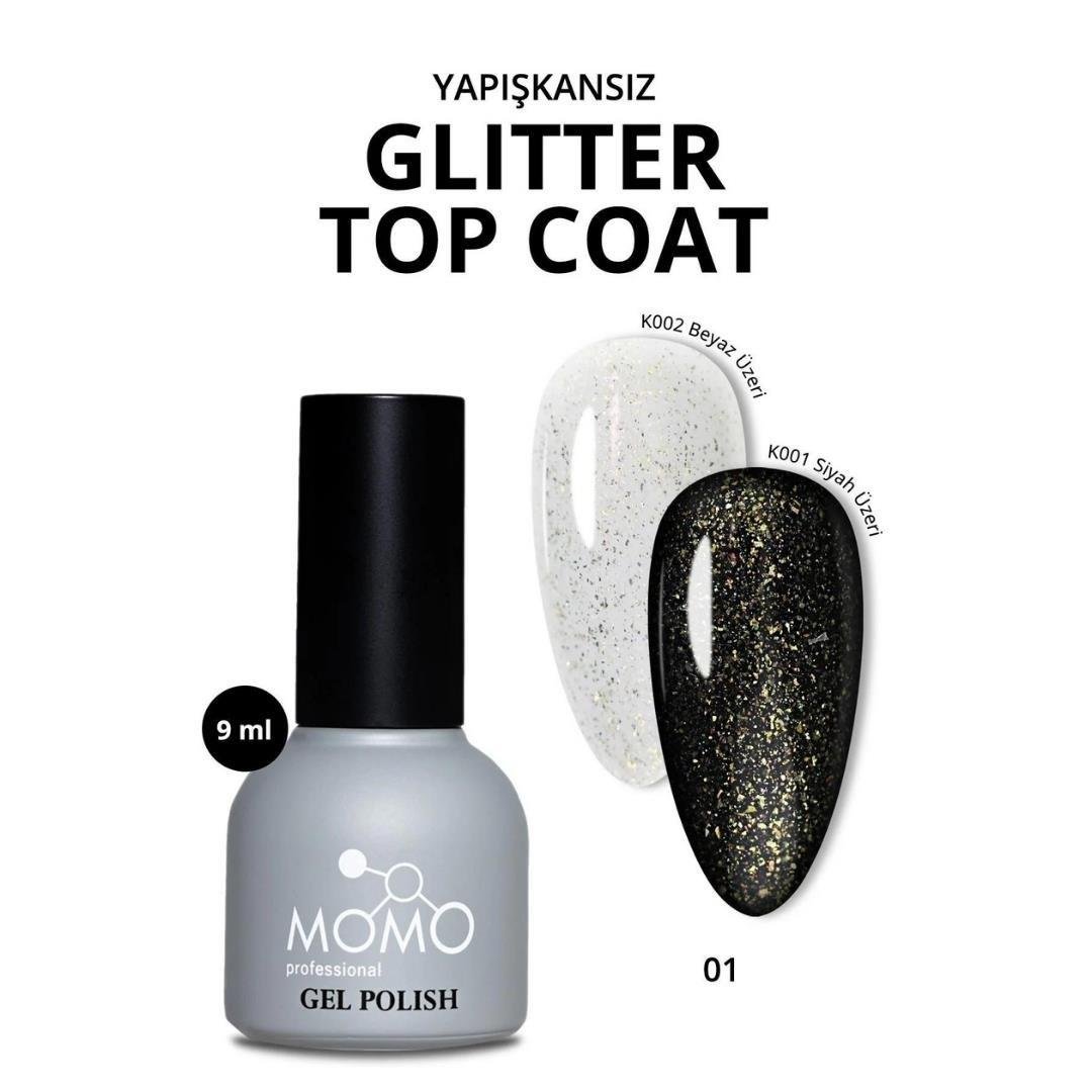 Momo Glitter Top Coat No-Wipe 9ml. GT01