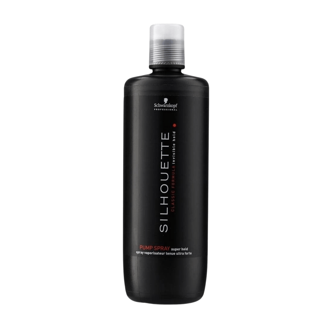 Silhouette Refill Sprey 1000ml siyah, kalıntı bırakmayan ve yapışkanlık yapmayan güçlü tutuş saç spreyi