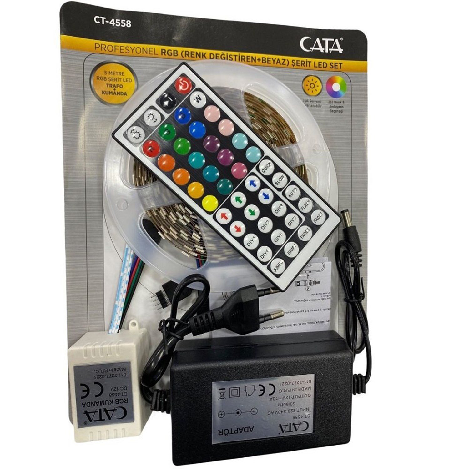 RGB ŞERİT LED SET (5MTLED 352RENK+TRF+KUMANDA)
