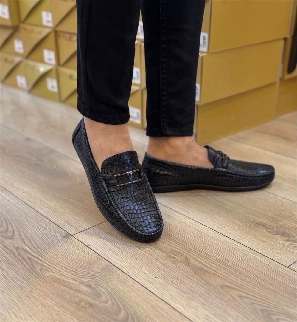 Hakiki Deri Baskılı Günlük Loafer Ayakkabı 