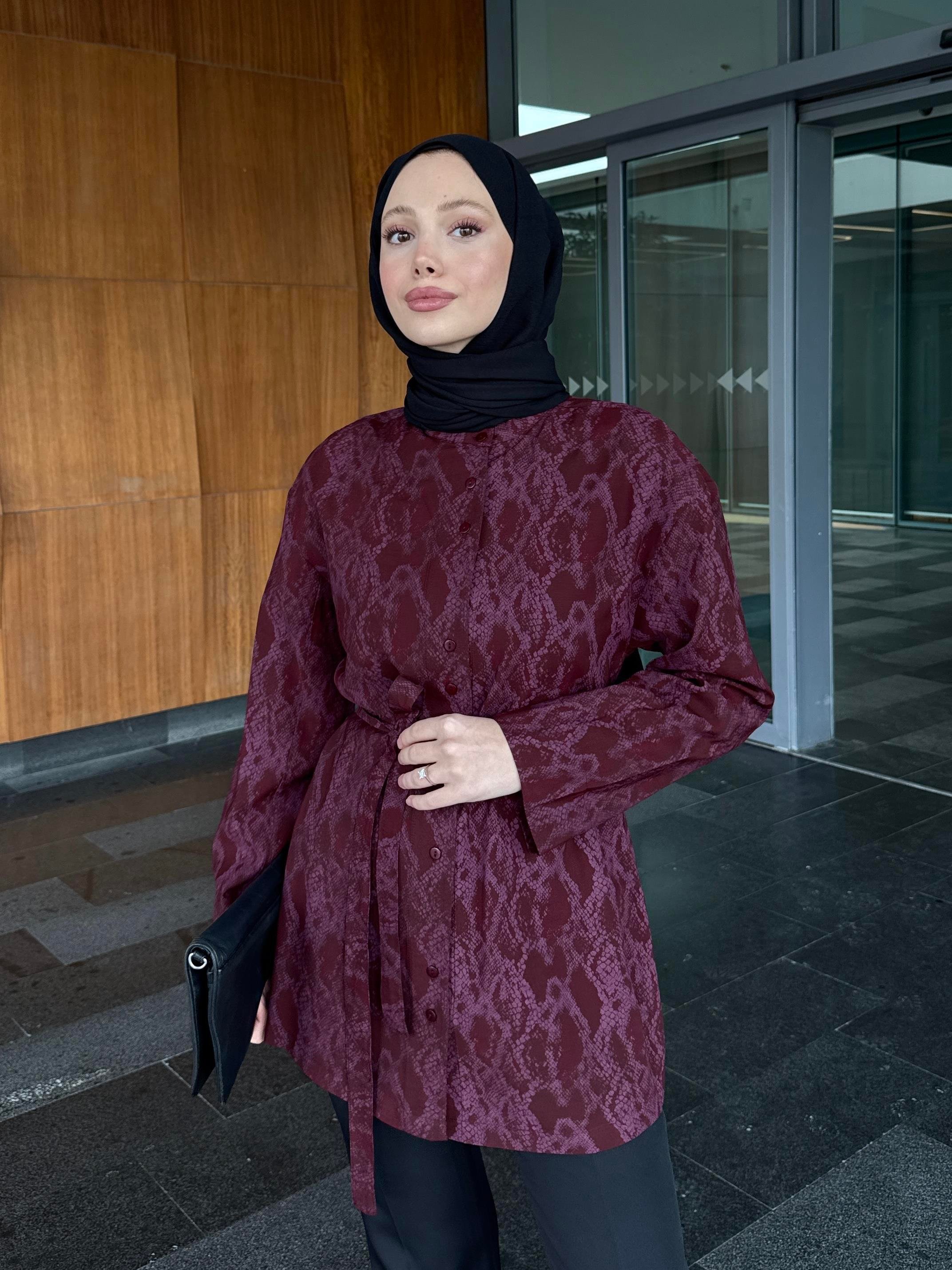 DESENLİ GÖMLEK - BORDO