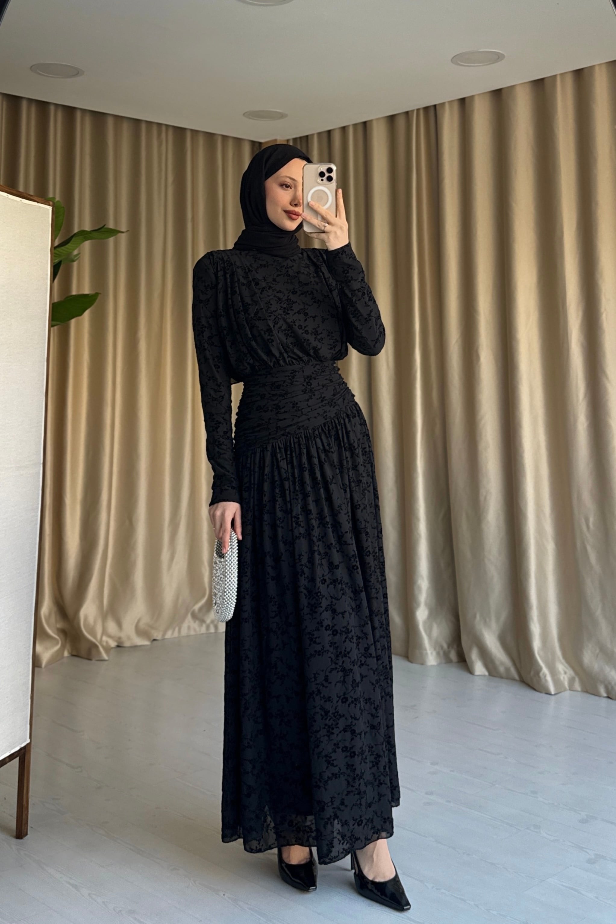 FERY BEL DETAYLI ELBİSE - SİYAH
