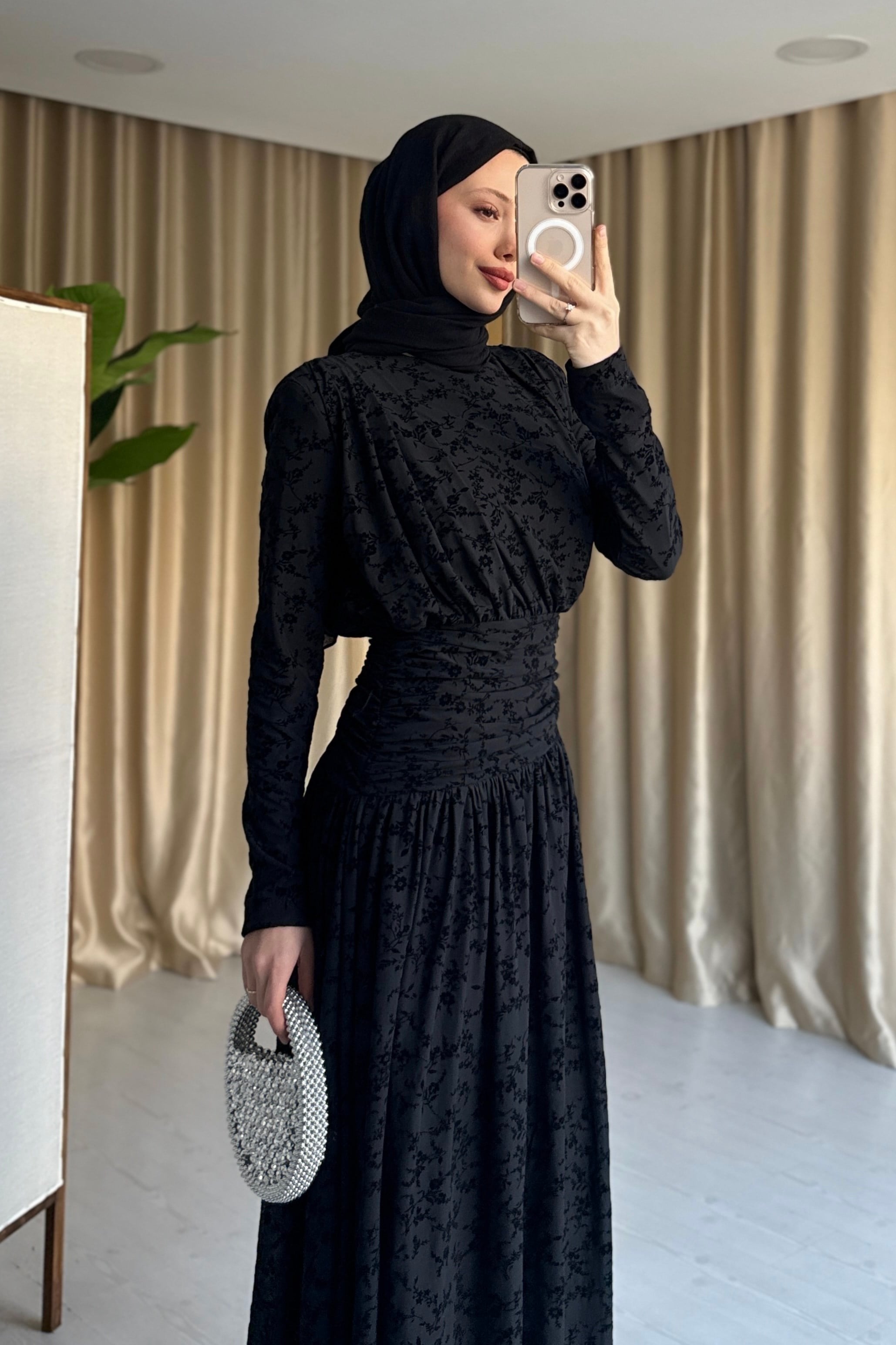 FERY BEL DETAYLI ELBİSE - SİYAH