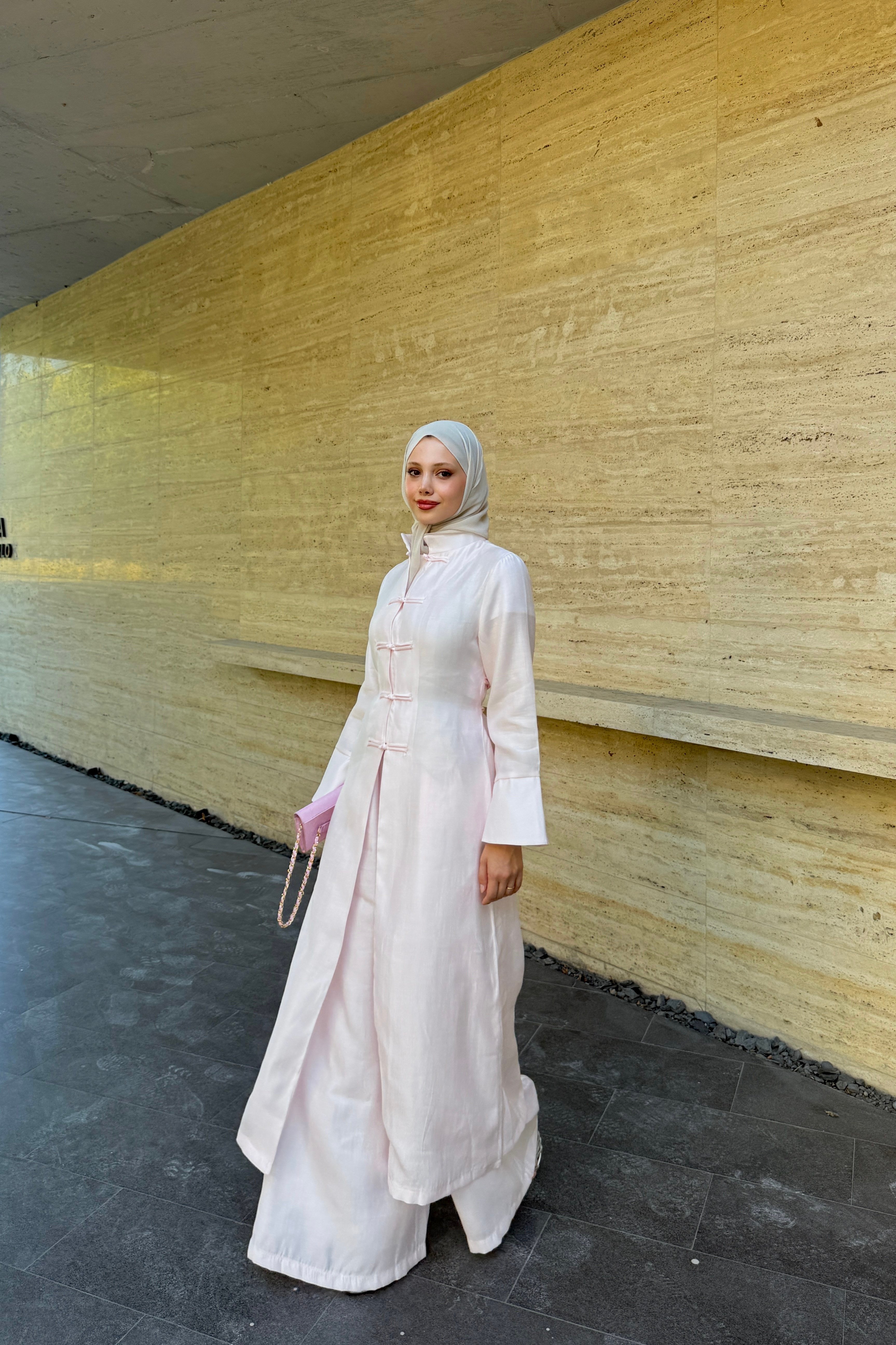 MANDARİN YAKA TAKIM - PEMBE