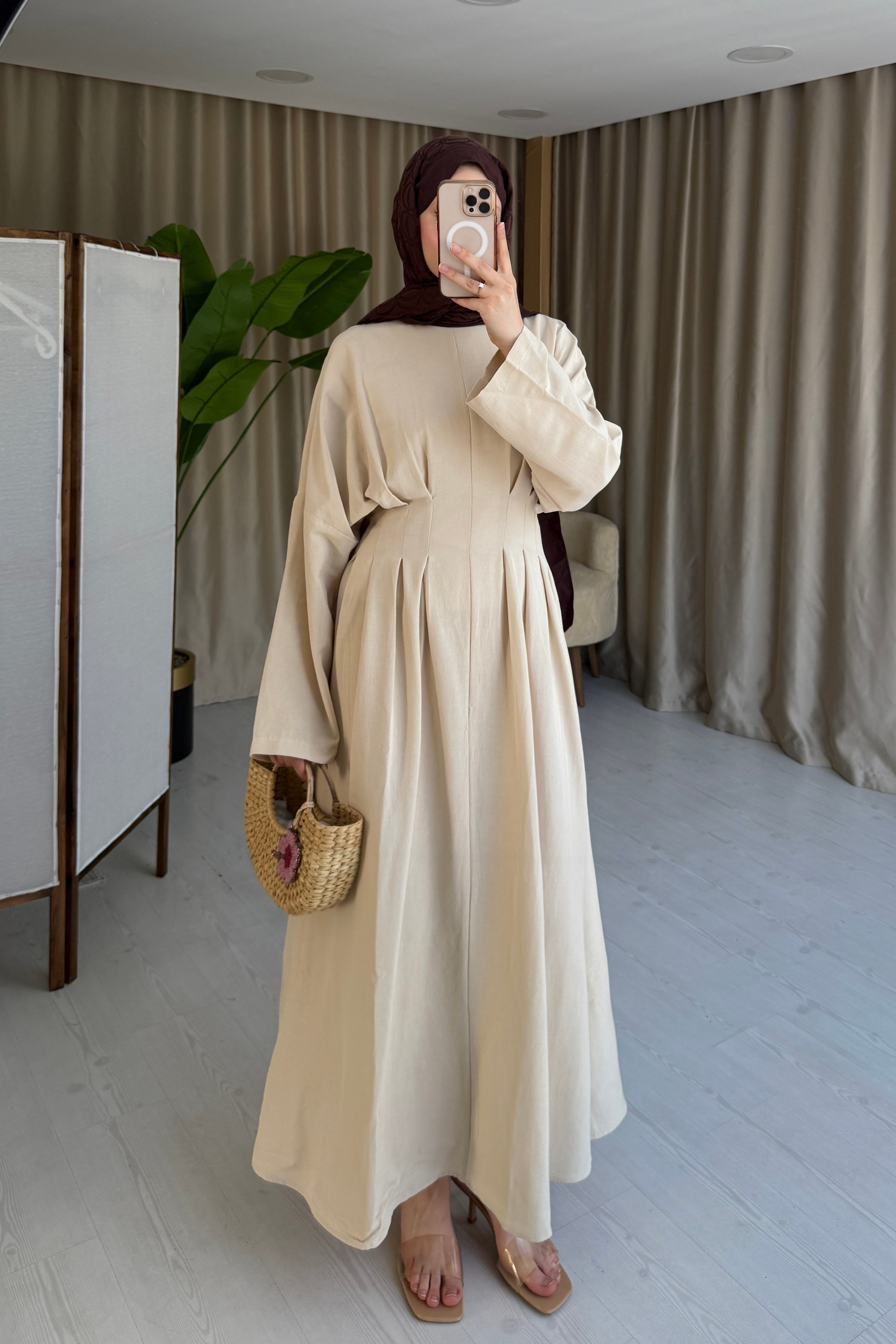 NUUK ELBİSE KETEN - BEJ