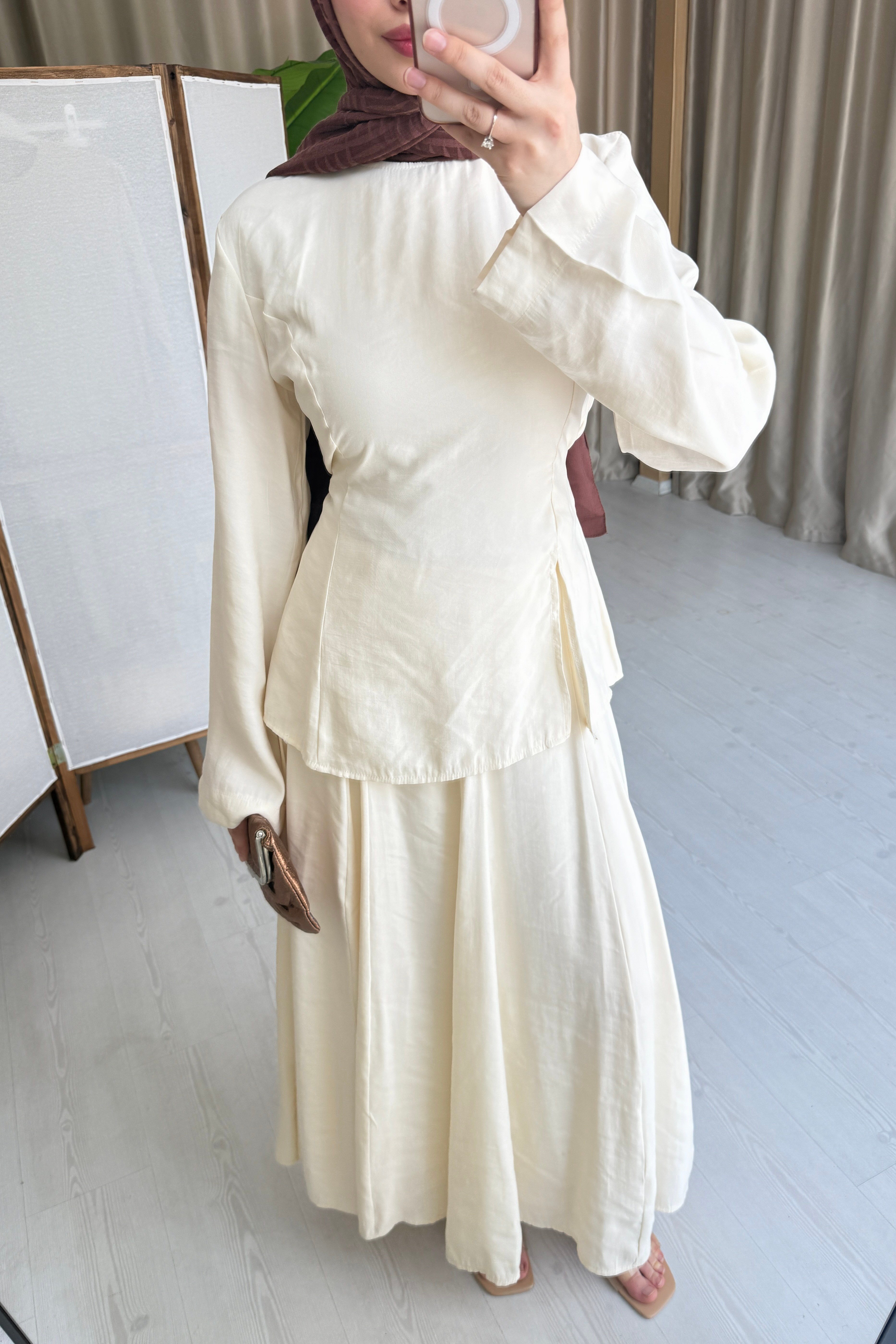 PEPLUM ETEKLİ TAKIM - KREM