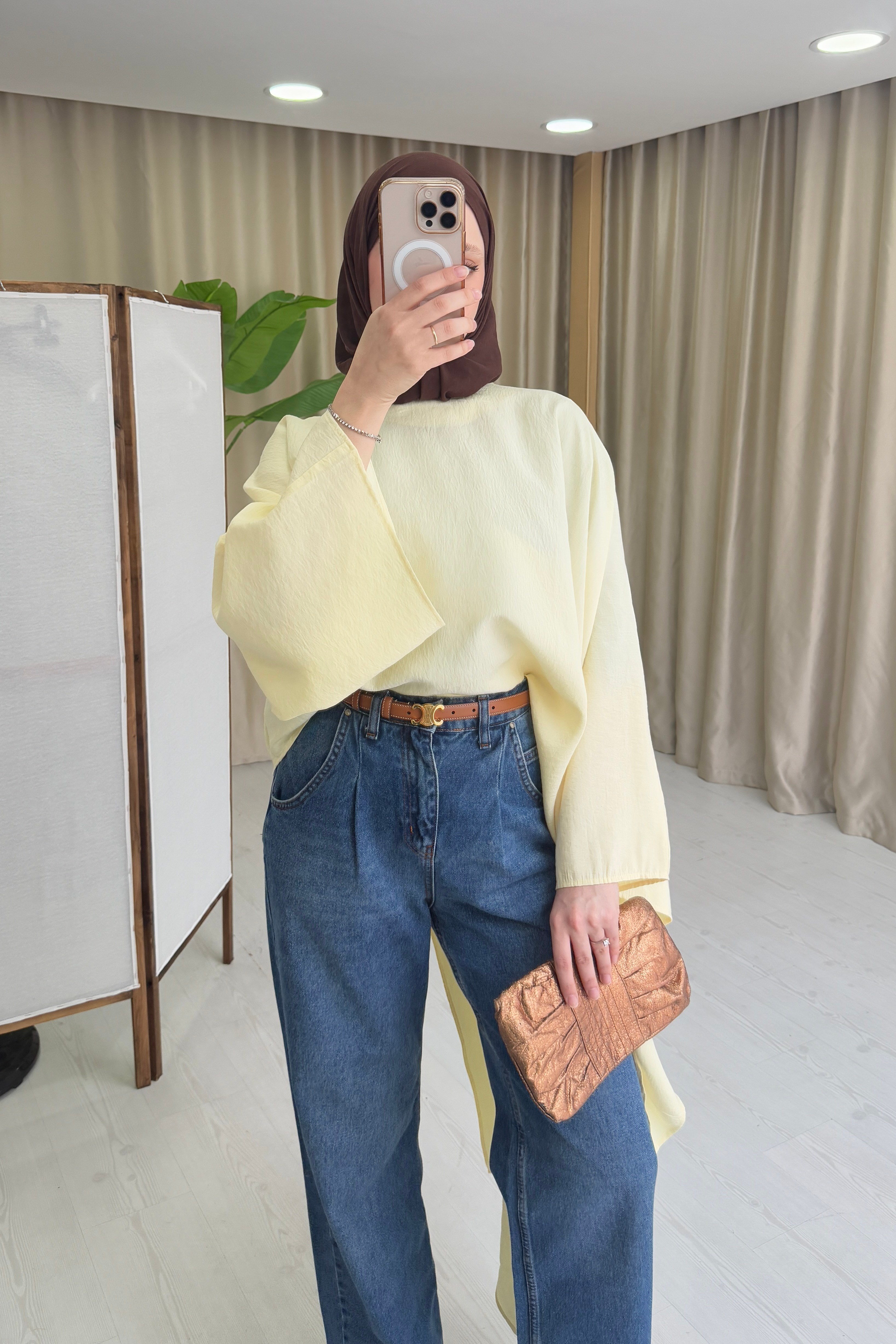 PİNTEREST ASİMETRİK BLUZ - SOFT SARI
