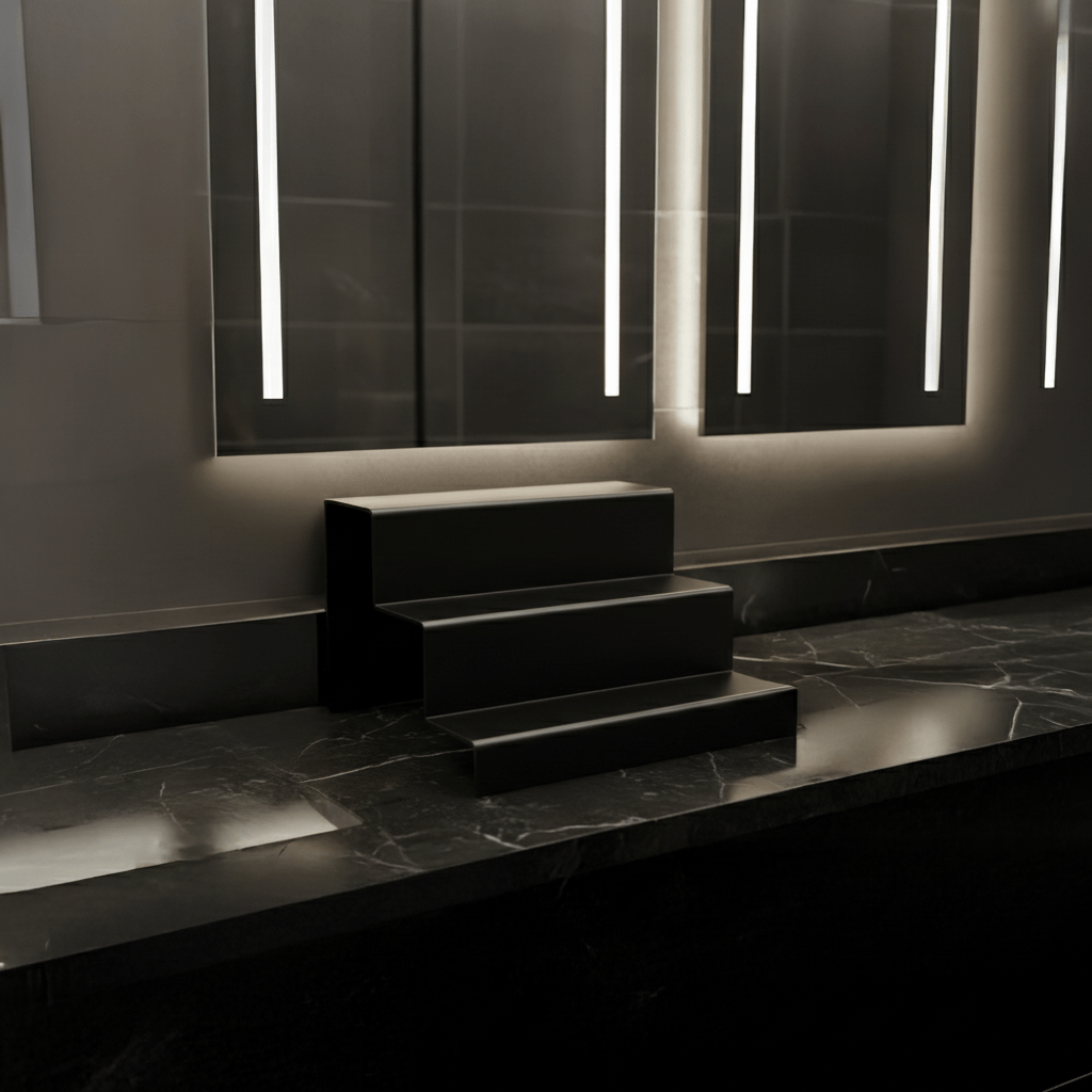 3 Katlı Pleksi Düzenleyici Stand – Banyo Kullanımı İçin Çok Amaçlı Organizer – Siyah Renk