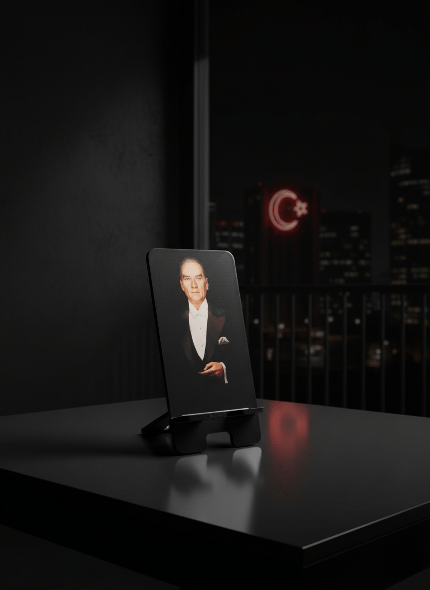 Pleksi Masaüstü Cep Telefonu Tutucu - ATATÜRK Serisi Standora Tasarım
