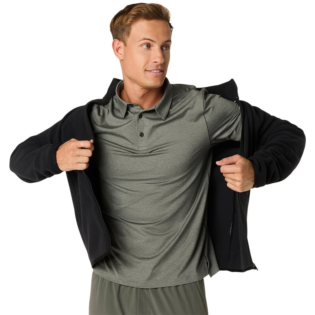 REFINED TEXTURE FLEECE FULL ZIP TOP