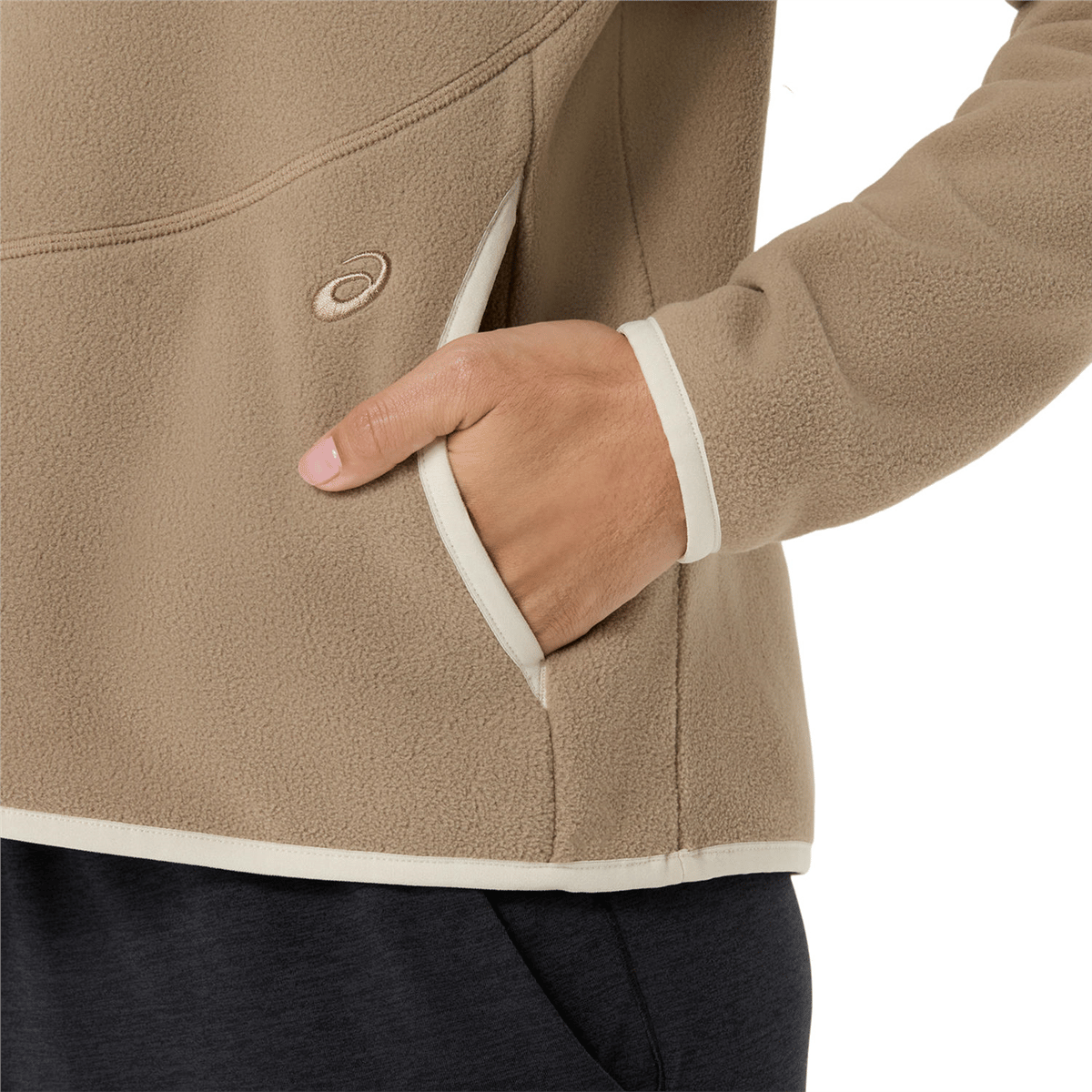 REFINED TEXTURE FLEECE HALF ZIP LS TOP