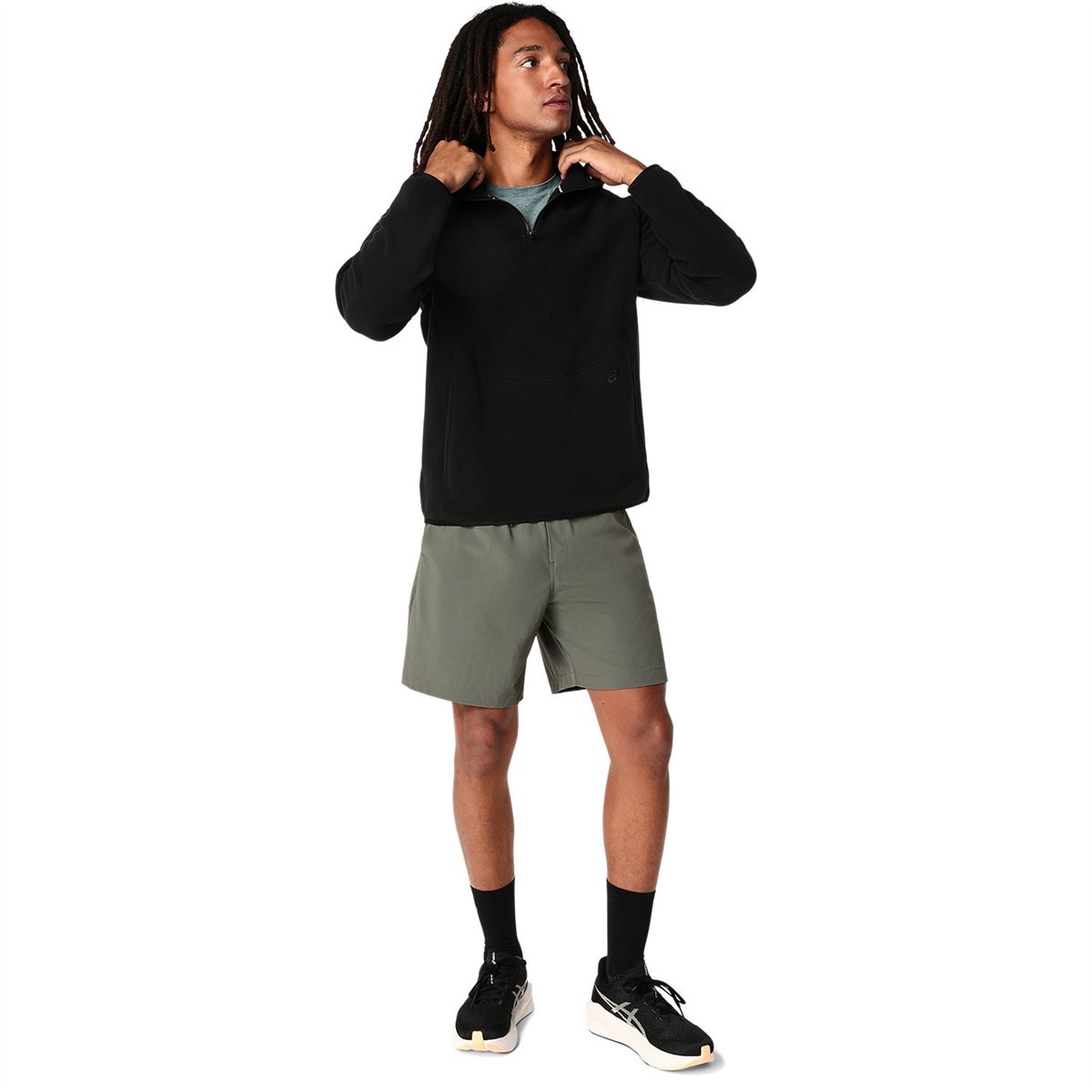 REFINED TEXTURE FLEECE HALF ZIP LS TOP