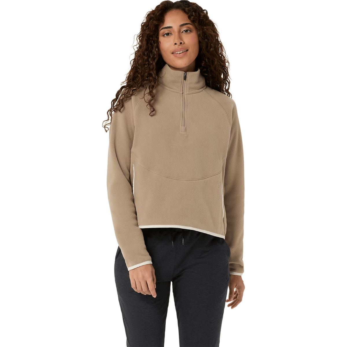 REFINED TEXTURE FLEECE HALF ZIP LS TOP