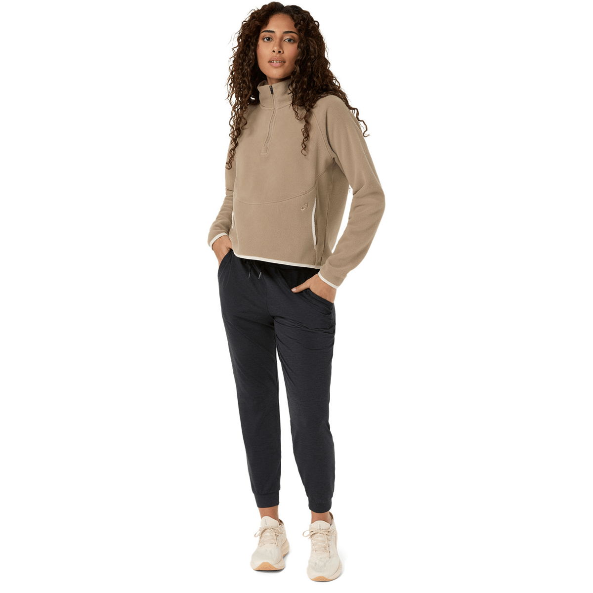REFINED TEXTURE FLEECE HALF ZIP LS TOP