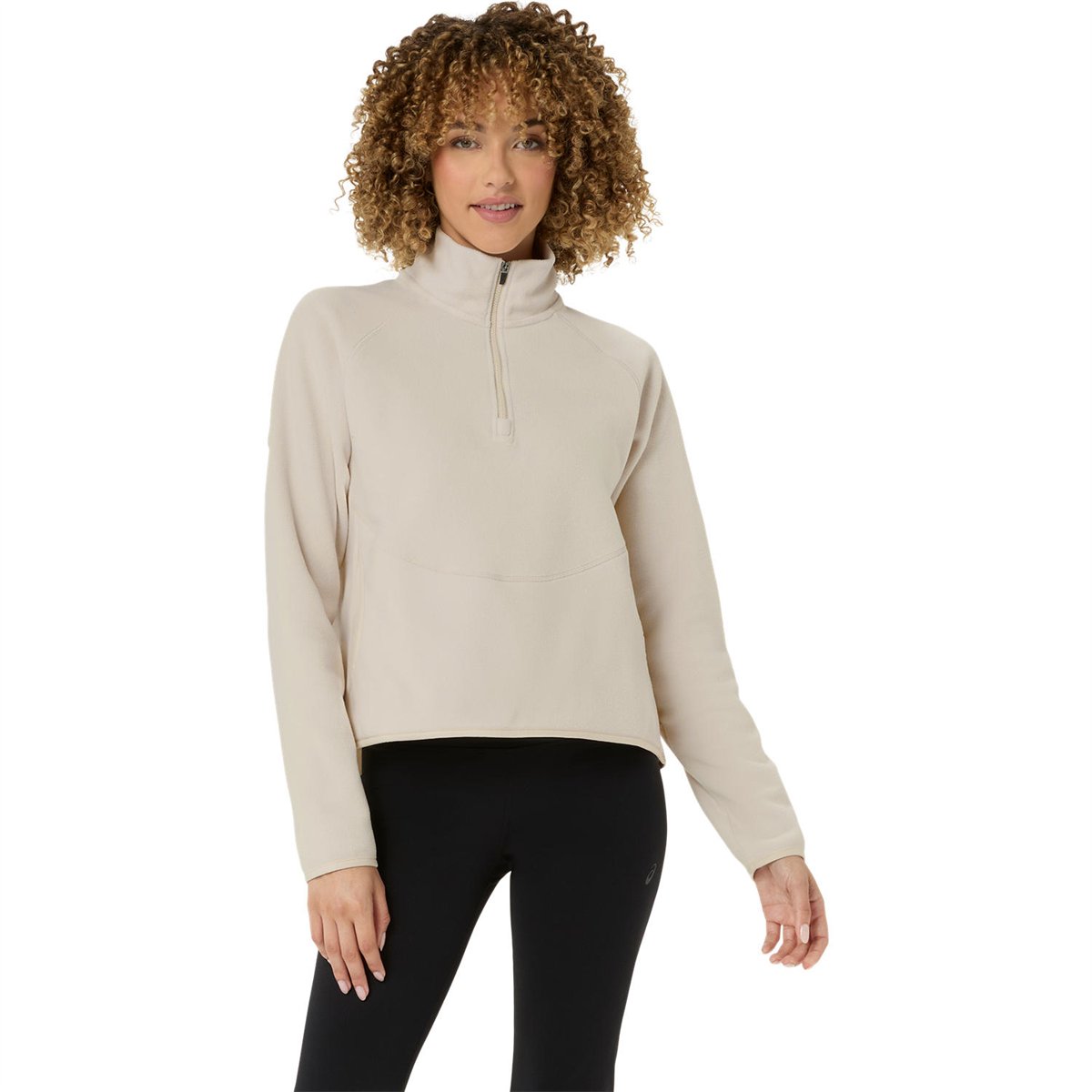 REFINED TEXTURE FLEECE HALF ZIP LS TOP