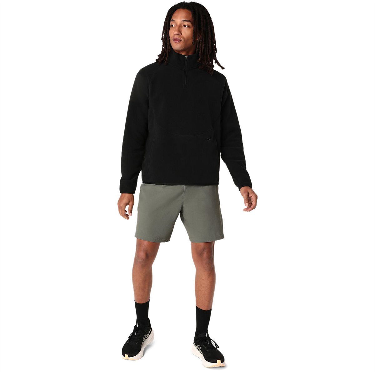 REFINED TEXTURE FLEECE HALF ZIP LS TOP