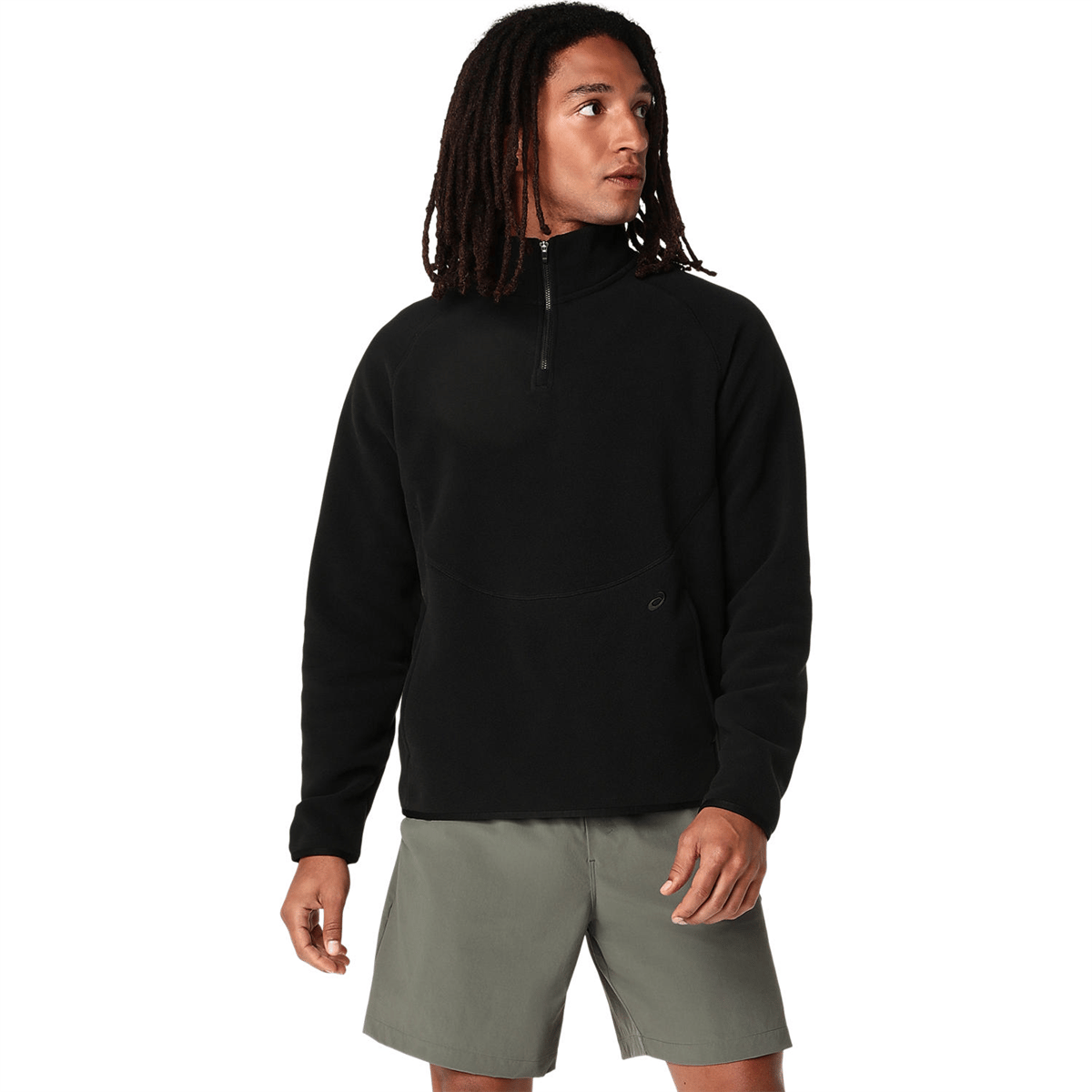 REFINED TEXTURE FLEECE HALF ZIP LS TOP