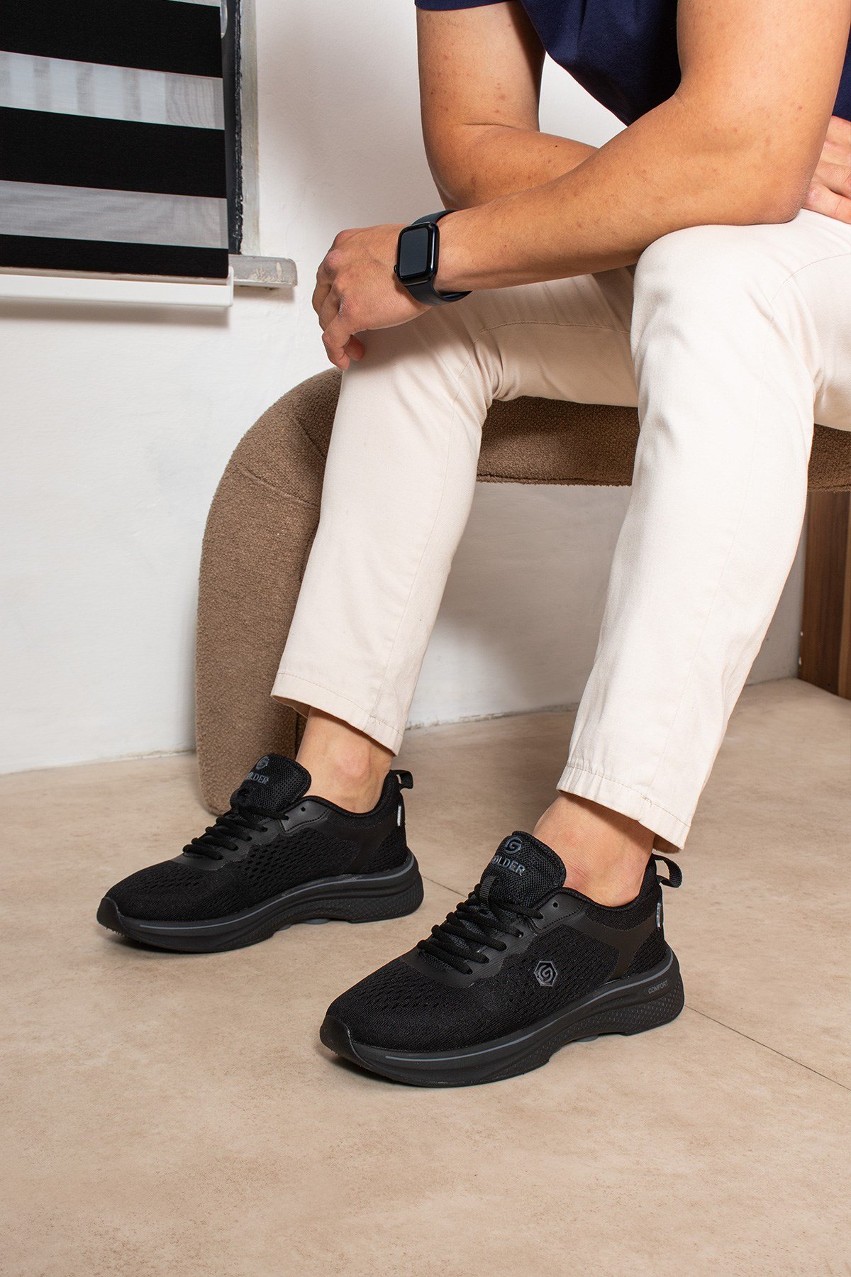 Erkek Sneaker Günlük Rahat Taban Spor Ayakkabı Siyah Siyah 