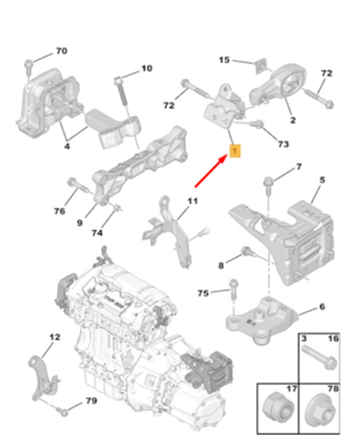 PSA 1997-2000 MOTOR TAKOZ BAGLANTI MESNEDI (TORK)