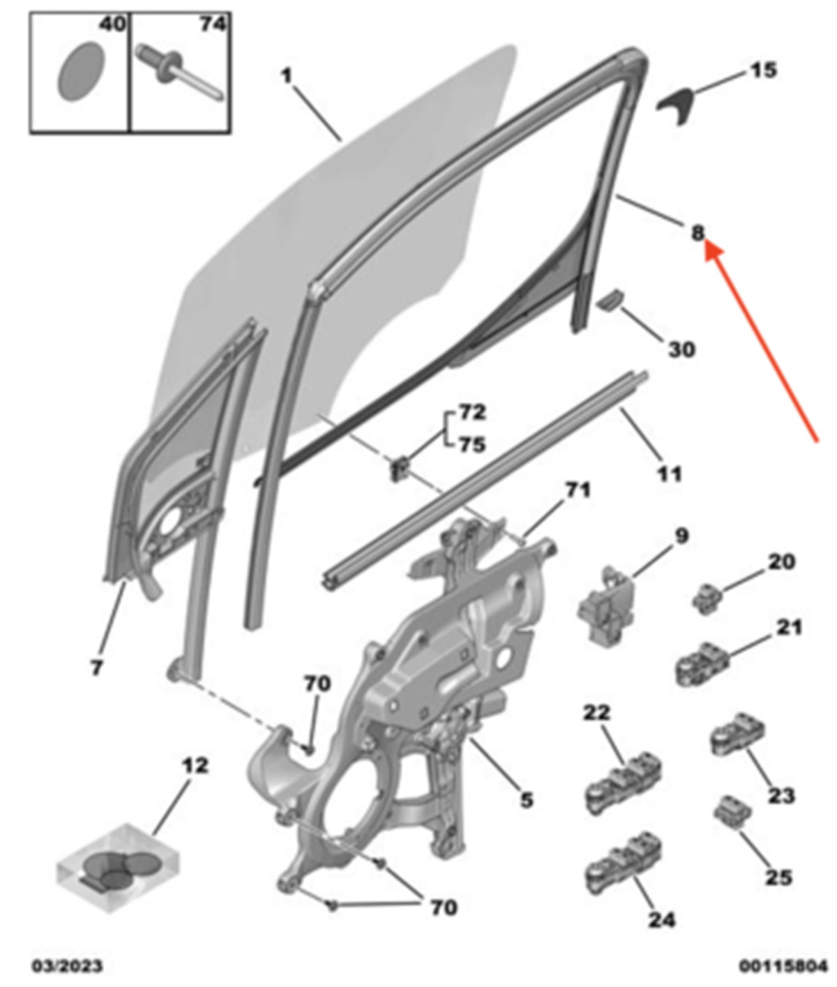 PSA PEUGEOT 1997-2000 SOL KAPI CAM ÇERÇEVESI