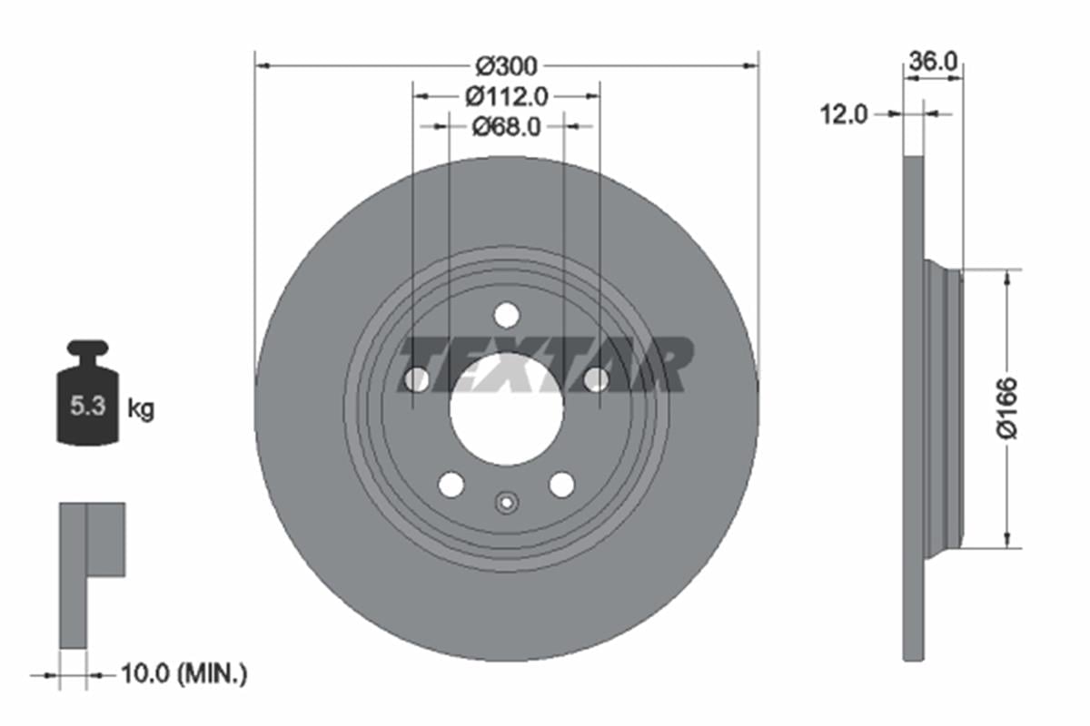 VW TEXTAR TX 92282803 FREN DISKI ARKA 15- A4-A5-Q5 BM