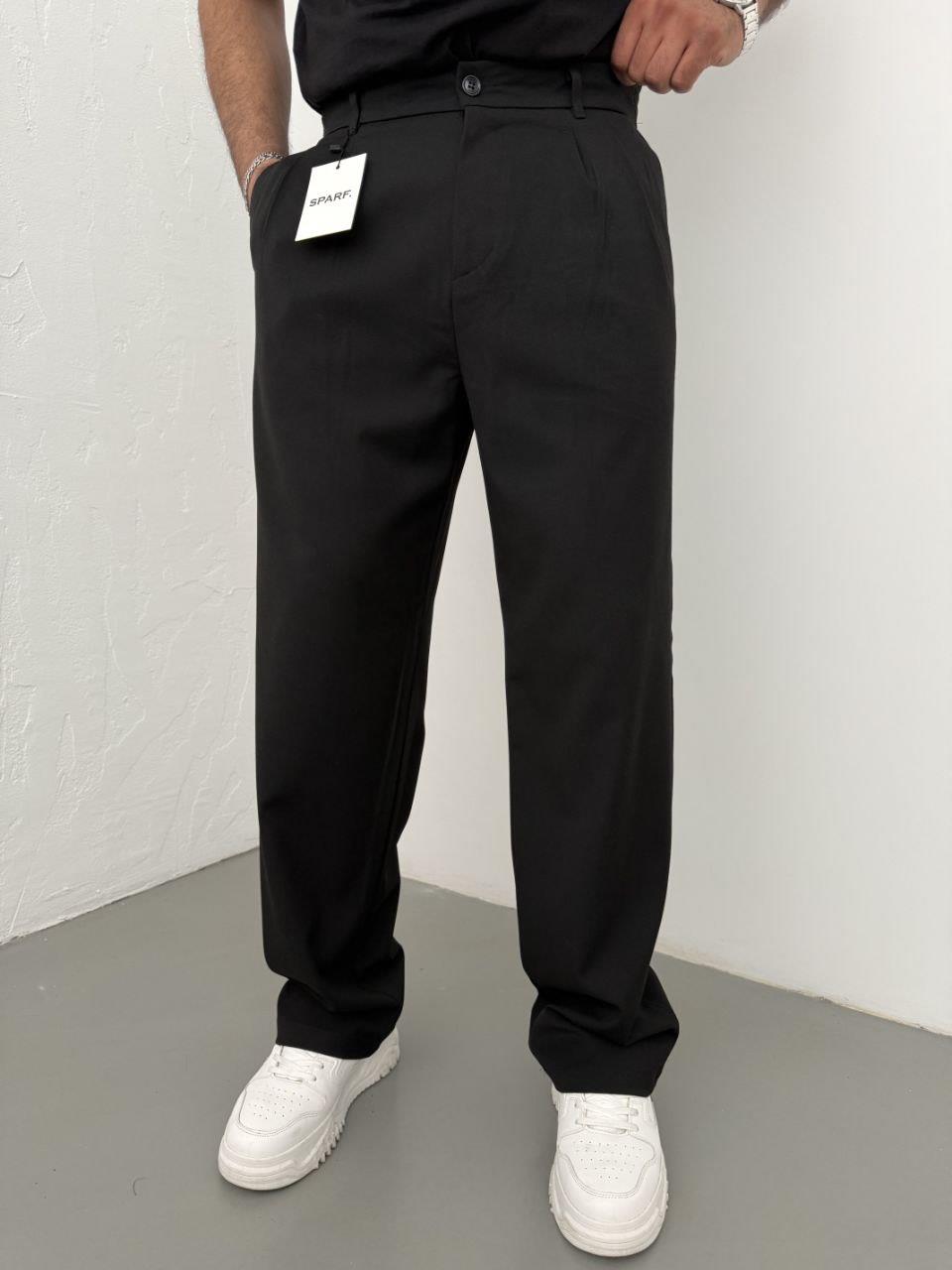 Pileli Kumaş Baggy Pantolon Siyah