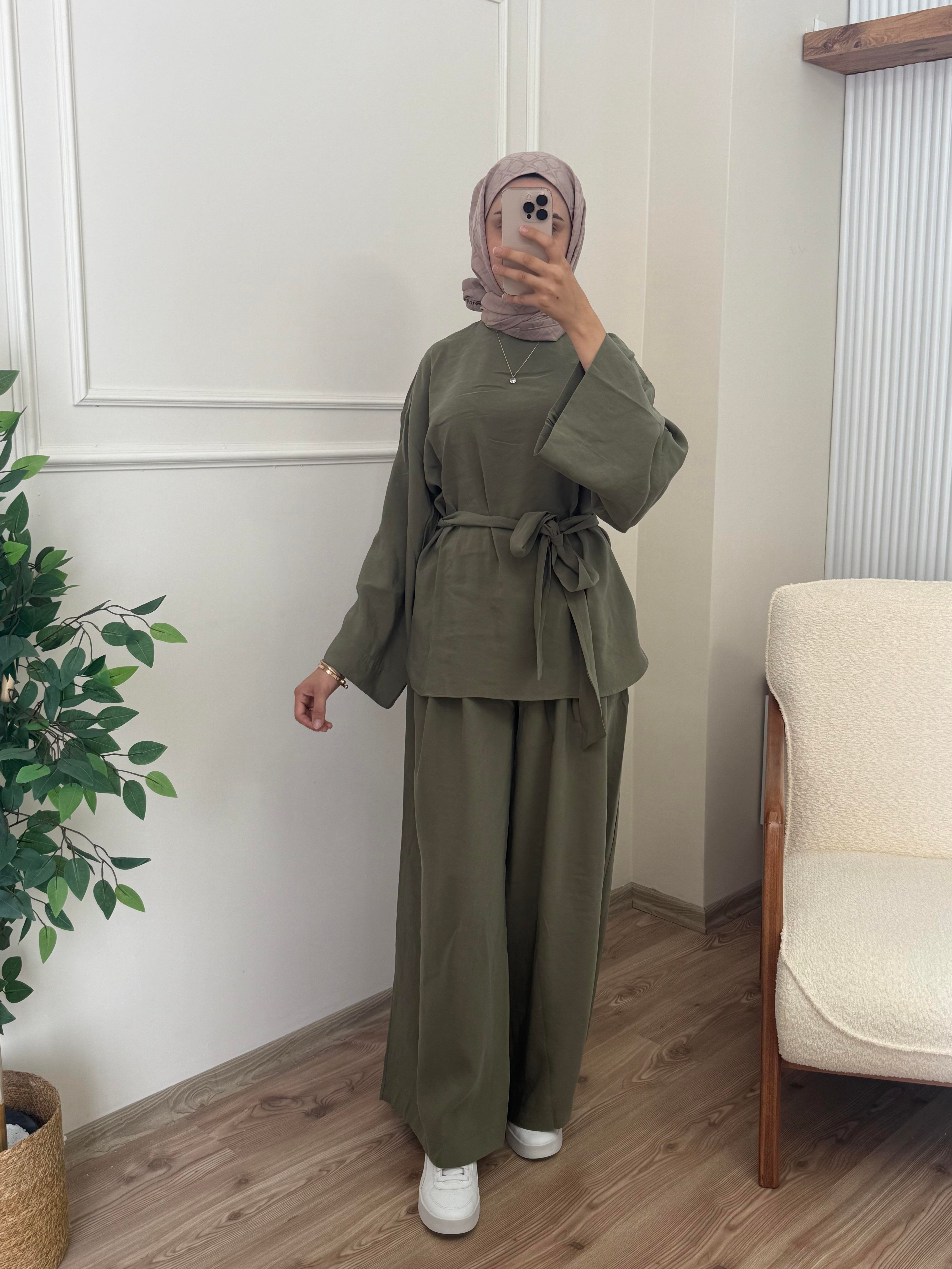 Camel Pantolonlu Takım | Yeşil