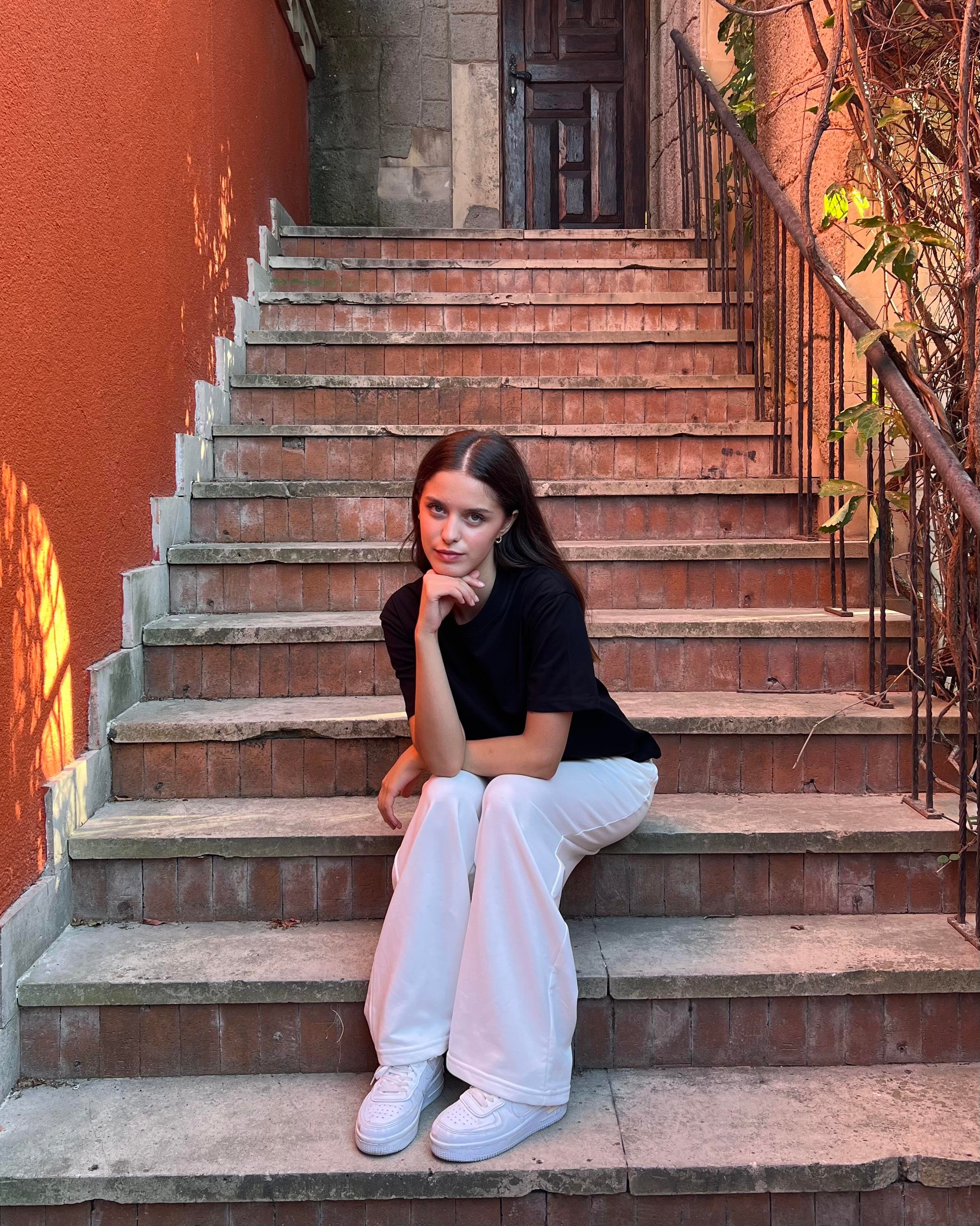 Beyaz Bol Paça Kadın Eşofman Altı 