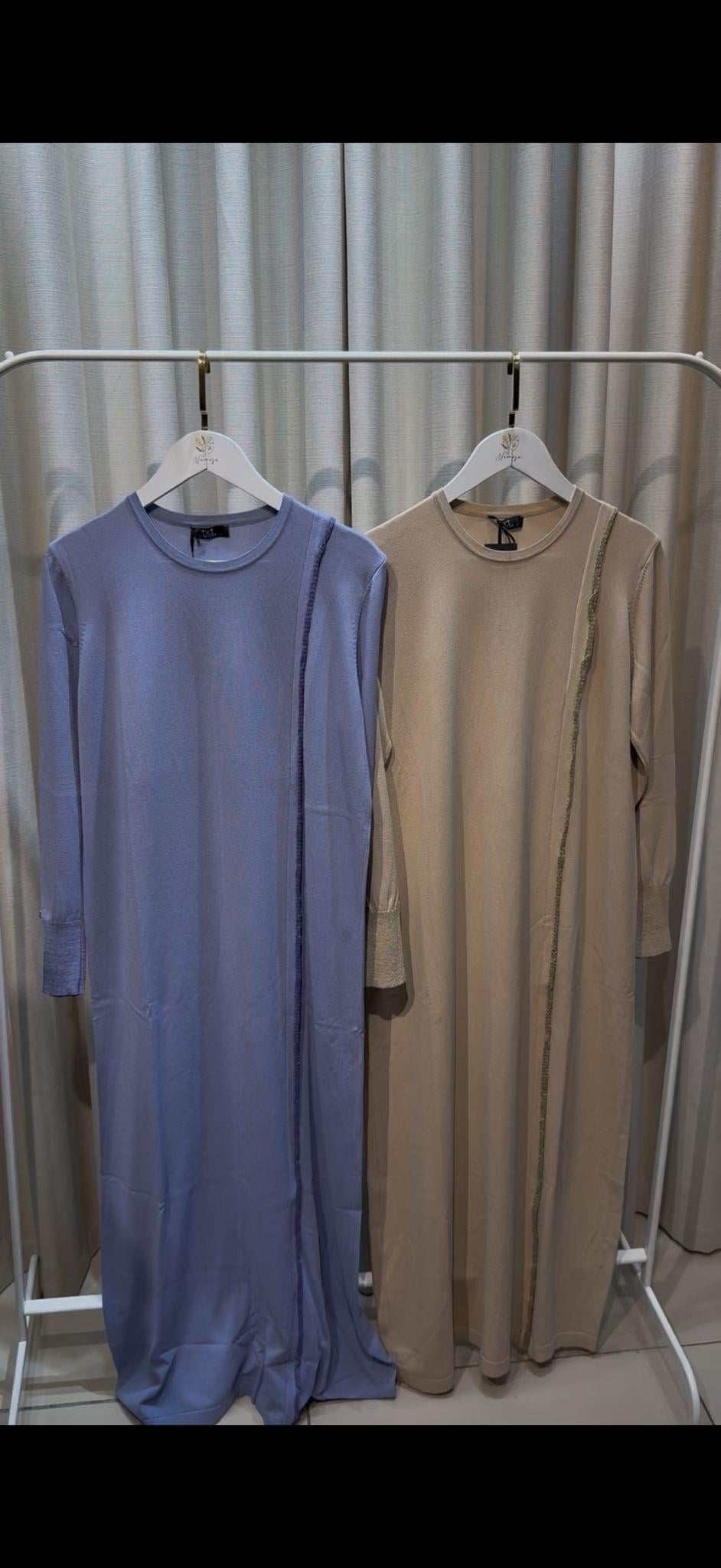 Missa Triko Sim Detaylı Rayon Elbise Lila