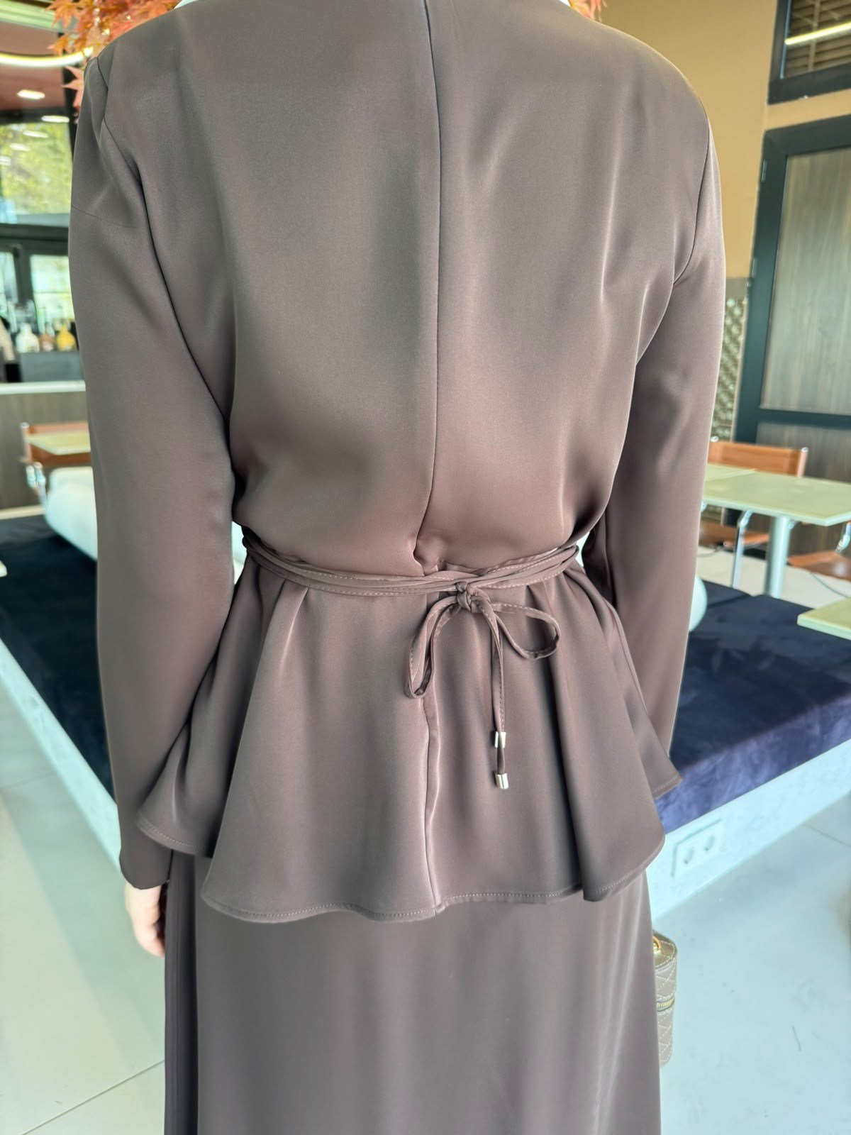 Miori Kolmar Soft Touch Krep Etekli Takım Kahverengi